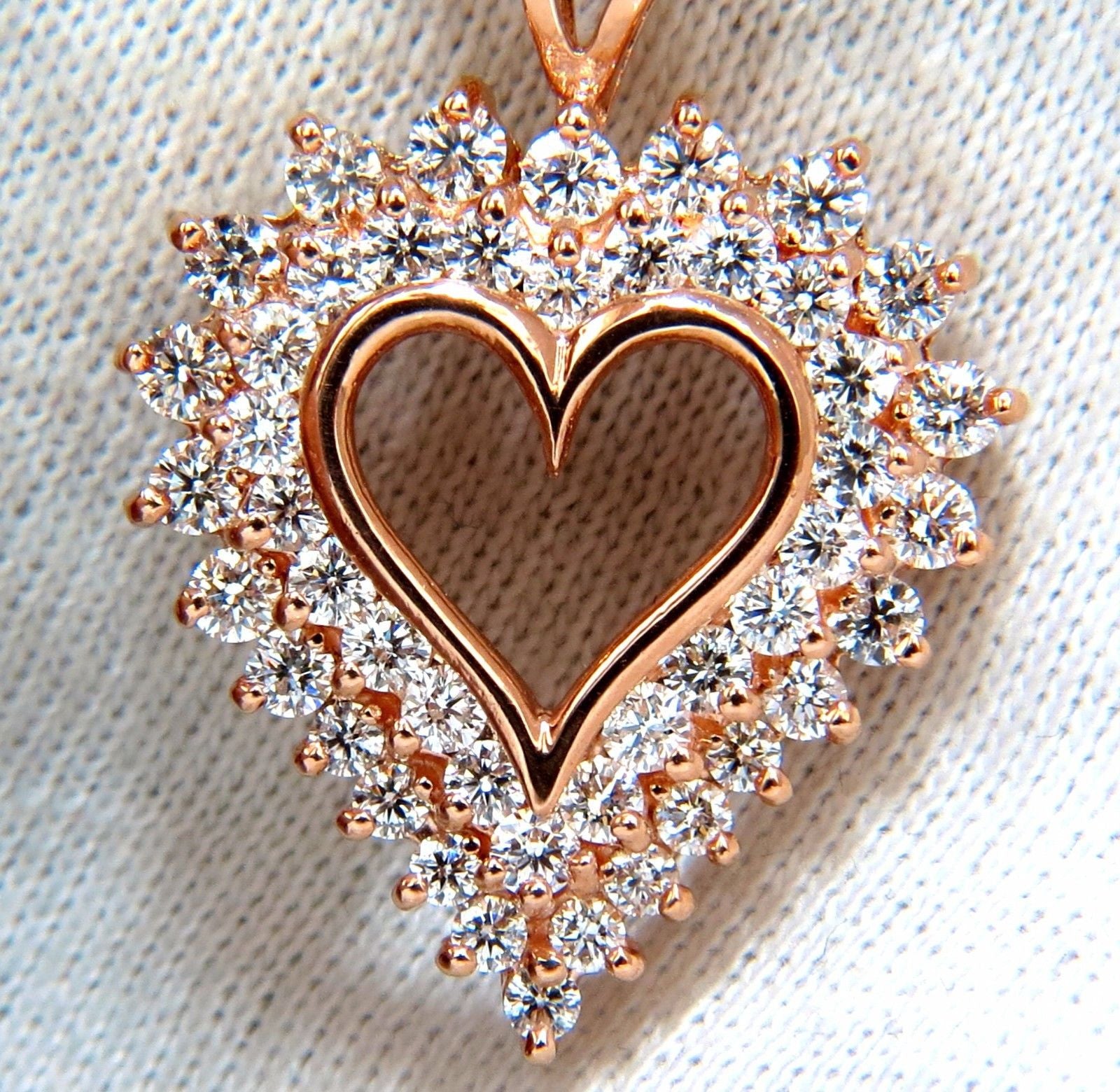 2.50ct Diamond Open Heart Necklace 14K Gold G/VS 20 Inch - Elegant Valentine's Day Gift for Her, Anniversary Jewelry, Bridal Party Accessory