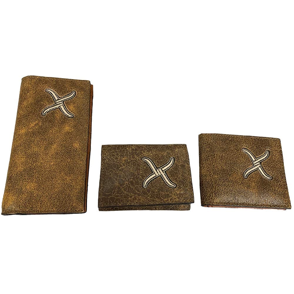 Twisted X Distressed Leather Wallet with Cream X (Rodeo) - Genuine Leather Bifold Wallet for Men - Perfect for Everyday Use, Travel & Western Style Fashion