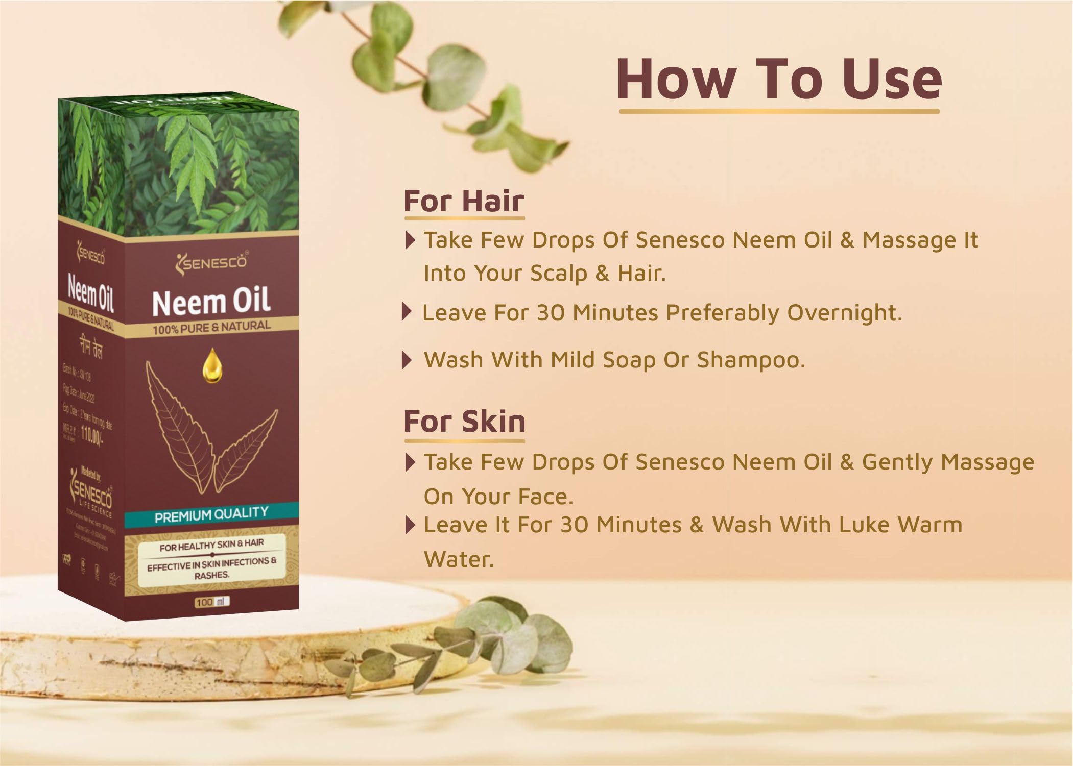 Organic Neem Oil for Plants - 100% Pure Cold Pressed Neem Oil for Skin, Hair & Garden - Natural Pest Control & Fungicide for Indoor & Outdoor Plants - Hydrating Moisturizer for Face, Scalp & Body Care