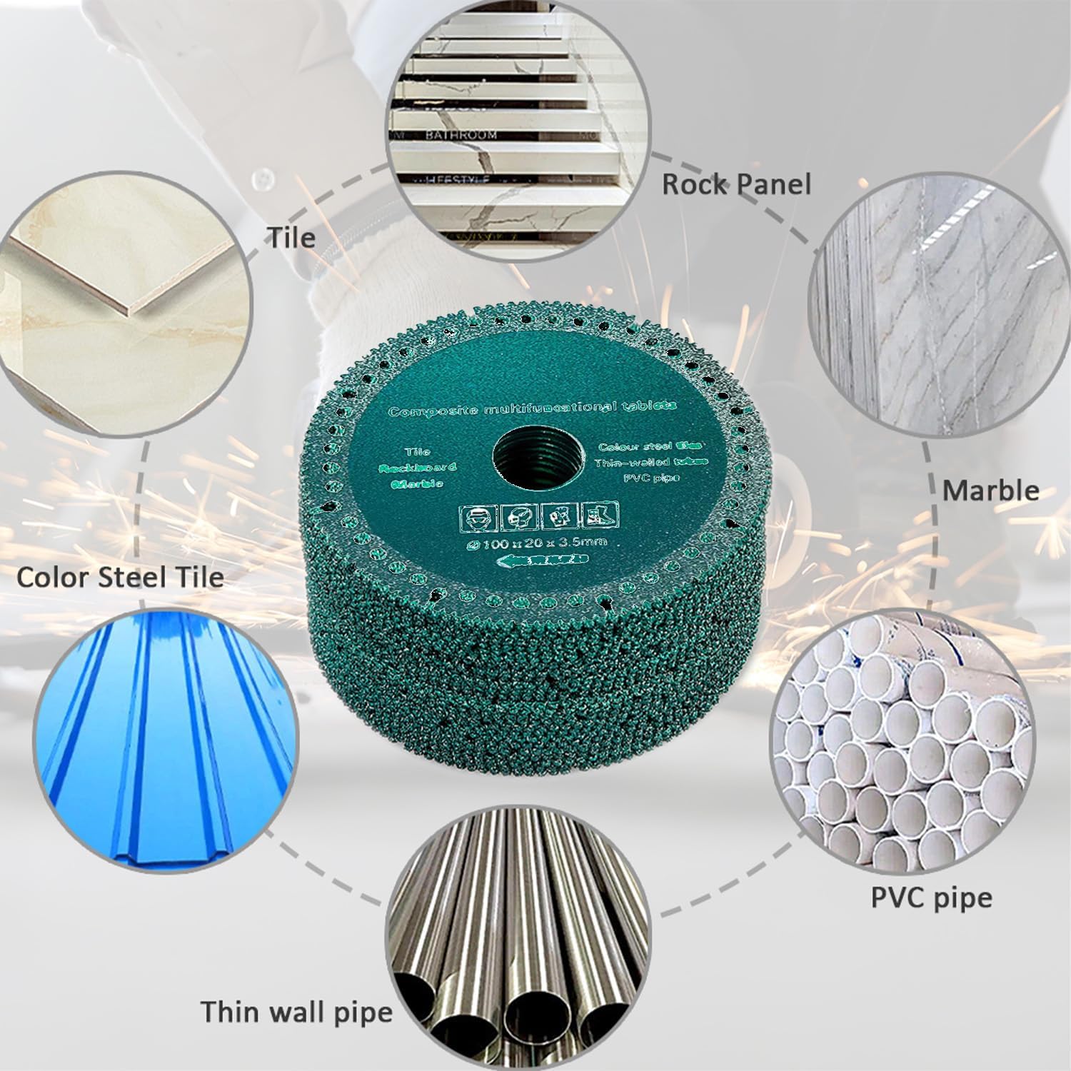 5 Pack 4 Inch Heavy Duty Grinding Discs - Angle Grinder Cutting Wheels for Metal, Ceramic Tile & Multi-Material Cutting | Durable Abrasive Discs for Smooth Grinding, Chamfering & DIY Projects