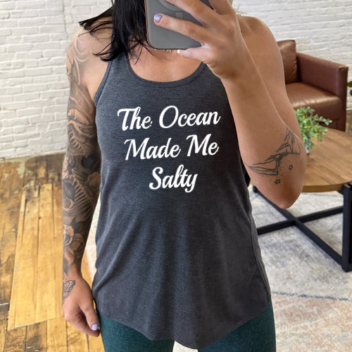 The Ocean Made Me Salty Shirt - Funny Beach Vacation T-Shirt for Men & Women - Perfect for Surfing, Travel, and Summer Outfits