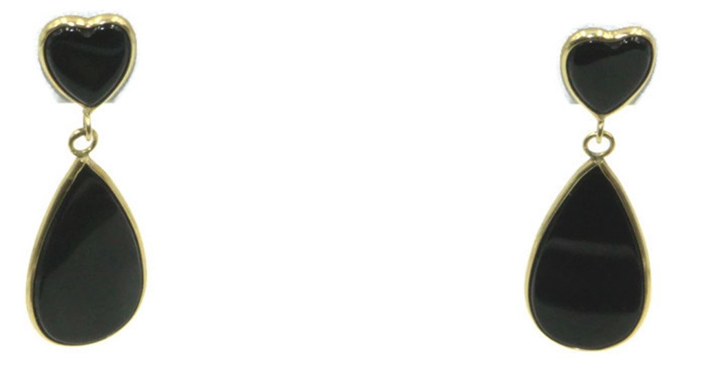 14K Yellow Gold Black Onyx Hanging Earrings with Secure Push Back Closures | Elegant Dangle Earrings for Women, Perfect for Evening Parties, Weddings & Special Occasions