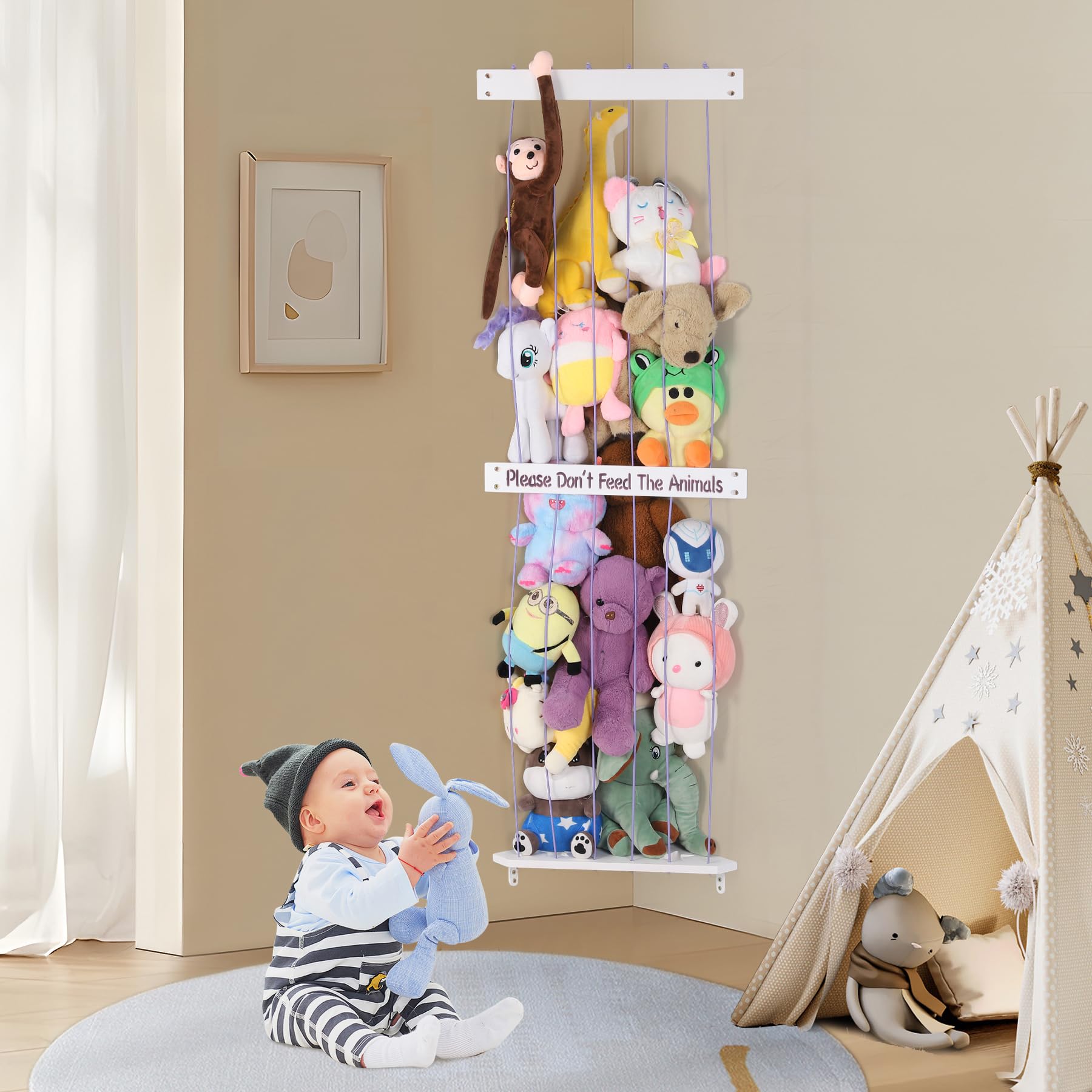 Soft Toy Organizer for Kids Room - Adjustable Stuffed Animal Storage Shelf with Wall Hanging Design | Perfect for Nursery, Playroom & Bedroom Organization | Durable Plush Toy Holder for Teddy Bears, Dolls & Stuffed Animals