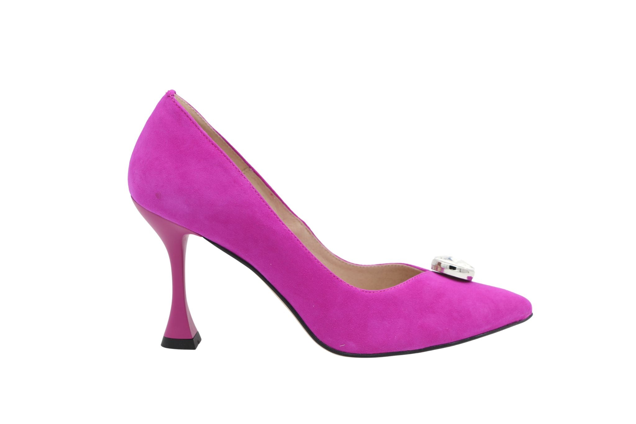 FABUCCI Women's Magenta Pink Suede High Heel Shoes - Elegant Pointed Toe Pumps for Party, Wedding & Office Wear