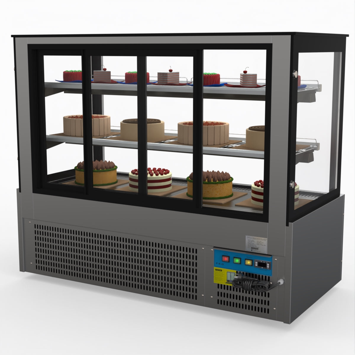 Bonvue SG150FA Commercial Chilled Food Display Case - 2XB Double Door Refrigerator for Deli, Bakery & Supermarket Use
