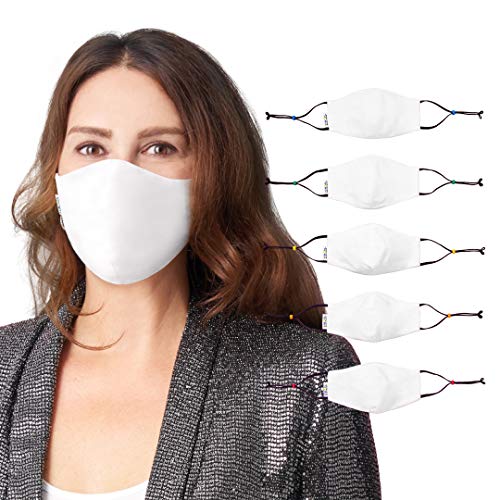 Reusable Cloth Face Mask Set for Teens & Adults - Liquid-Repellent, Breathable Fabric, Washable School Mask Pack (White) - Perfect for Classroom, Office & Daily Protection