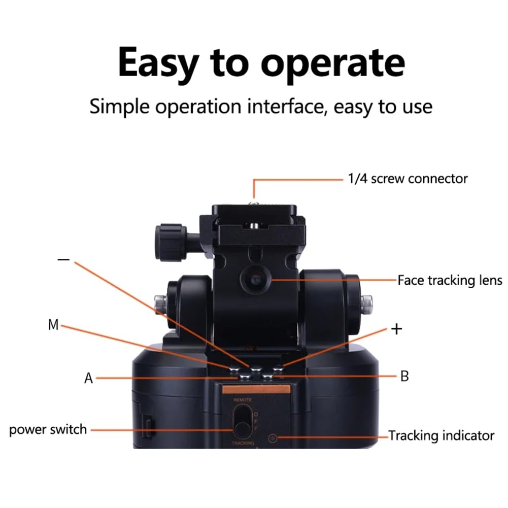 Rordigo YT-2000 AI Smart Motorized Rotating Tripod with Face Tracking - 360° Panoramic Stabilizer for Phone & Camera (Black, Plastic+Metal) - Perfect for Live Streaming, Vlogging & Video Recording