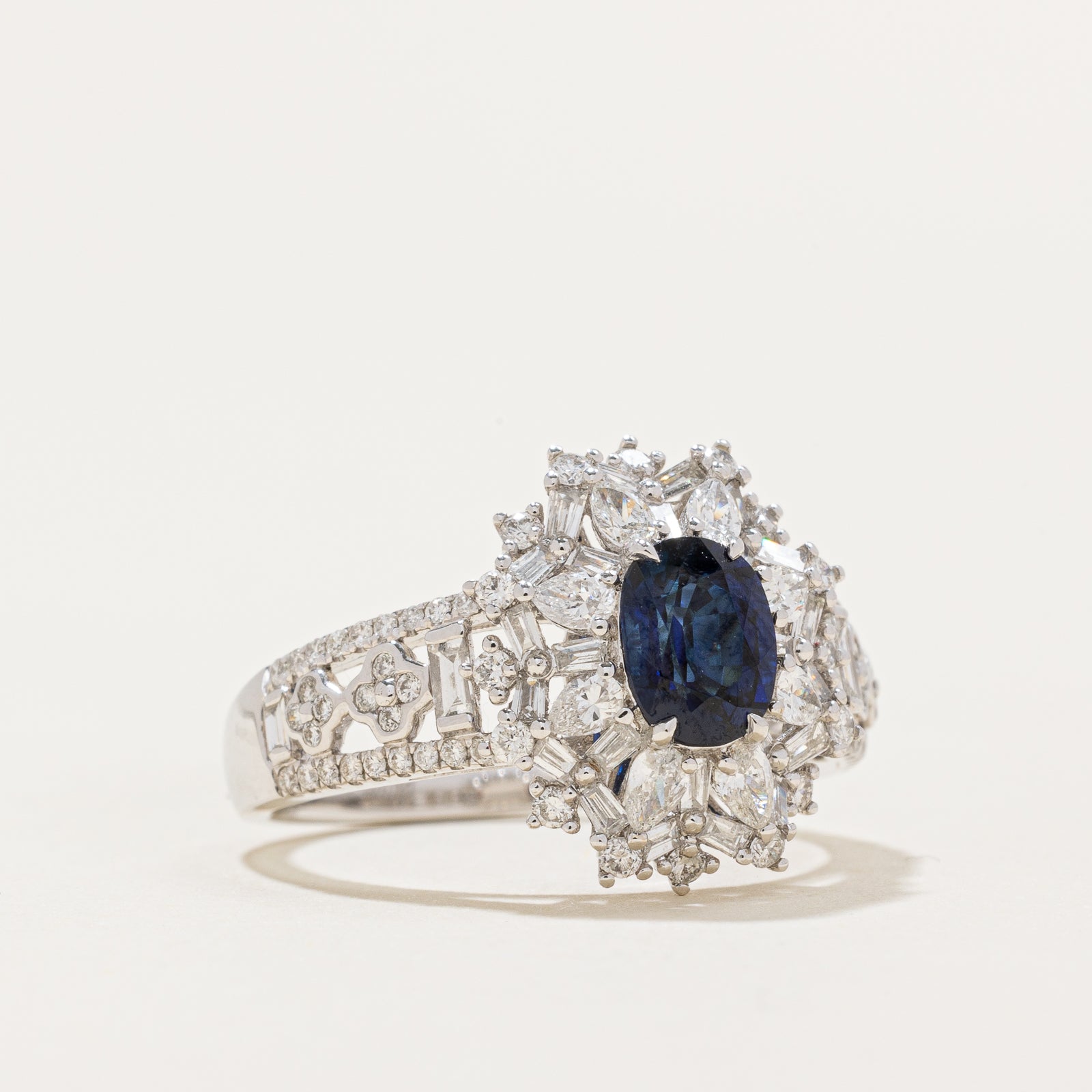 Exquisite 0.98ct Sapphire & 1.84ct Diamond Engagement Ring - Size 6.25 | Vintage Inspired Blue Gemstone Wedding Band | Perfect for Proposals, Anniversaries & Special Occasions
