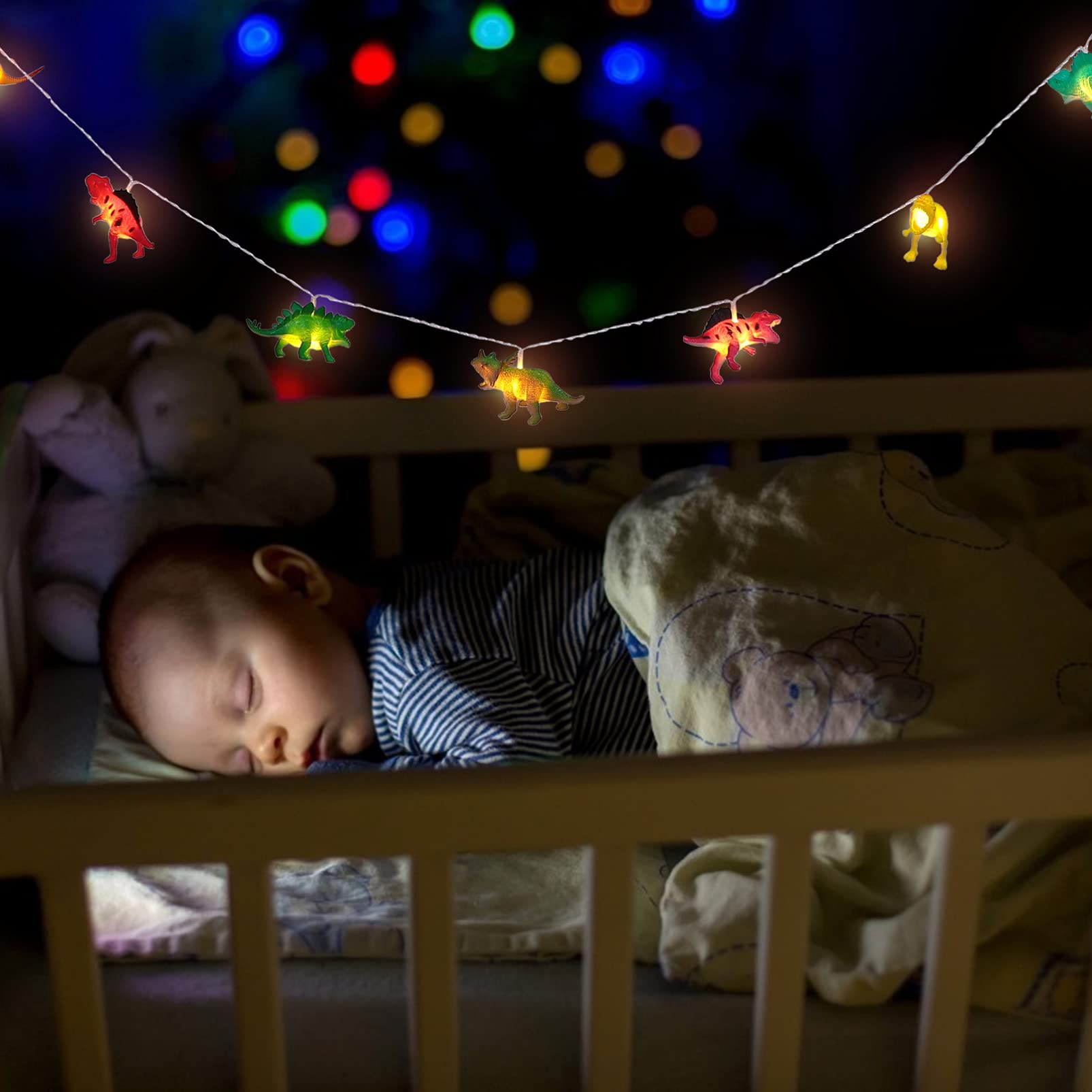 Dinosaur String Lights LED - 1 Set Dino Party Lights for Kids Room Decor, Bedroom, Nursery & Birthday Party Decoration | Waterproof Fairy Lights for Indoor/Outdoor Use