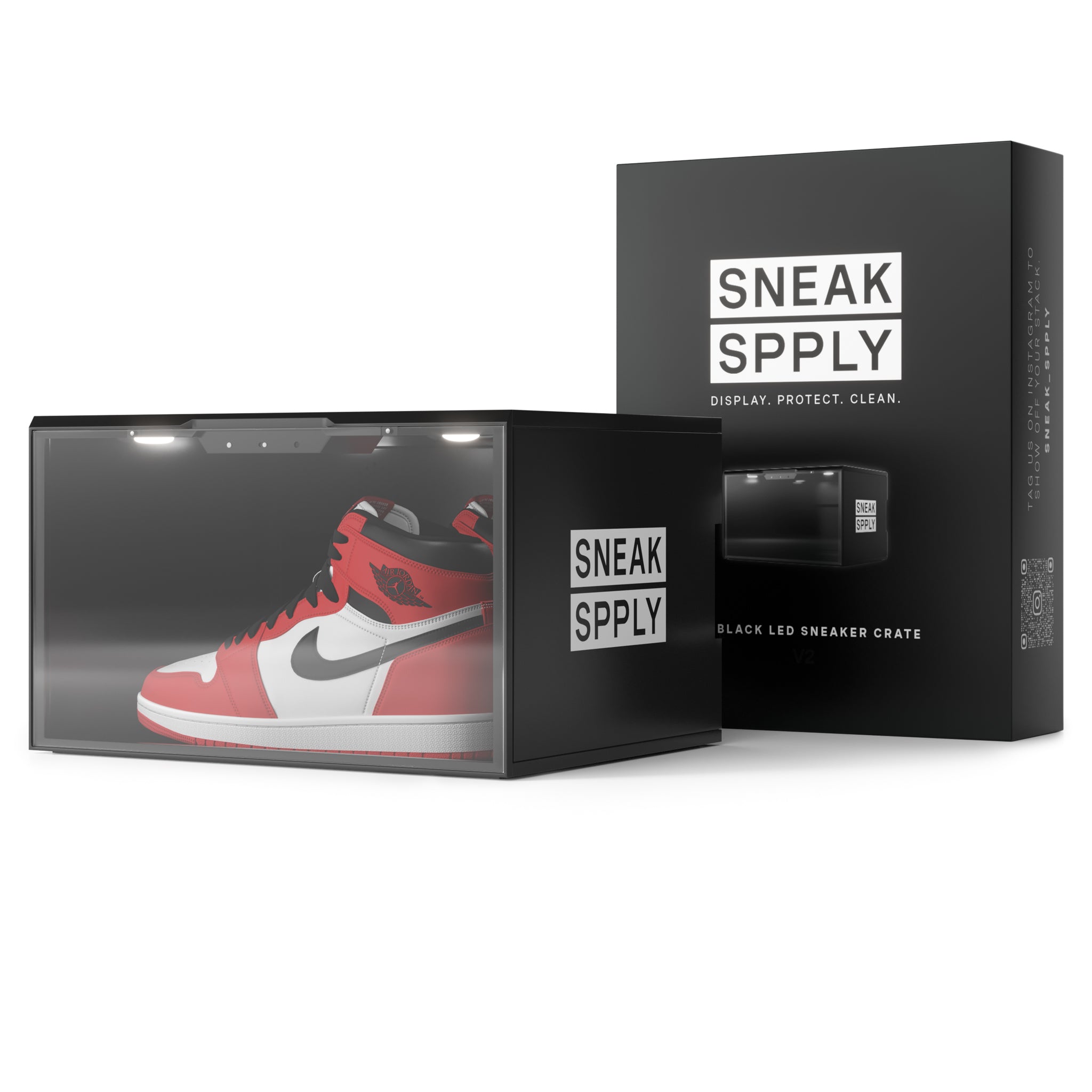 Stackable LED Storage Crate - Sneak Supply V2 Black | Organize Shoes, Toys & Home Essentials