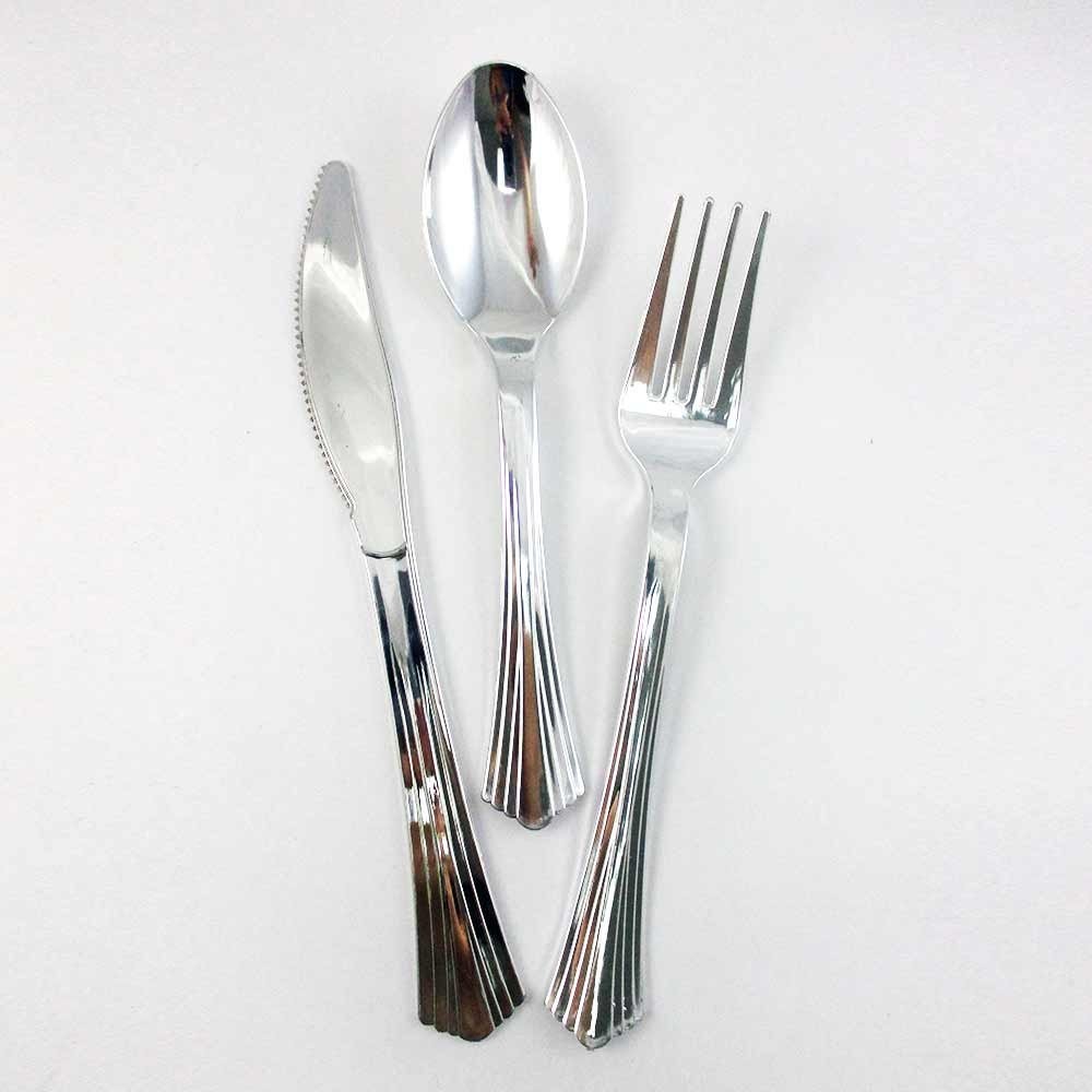 60-Pack Elegant Silver Rim Disposable Plastic Plates for Wedding, Party & Dinner Events - Bulk Disposable Silverware for Easy Cleanup & Stylish Entertaining