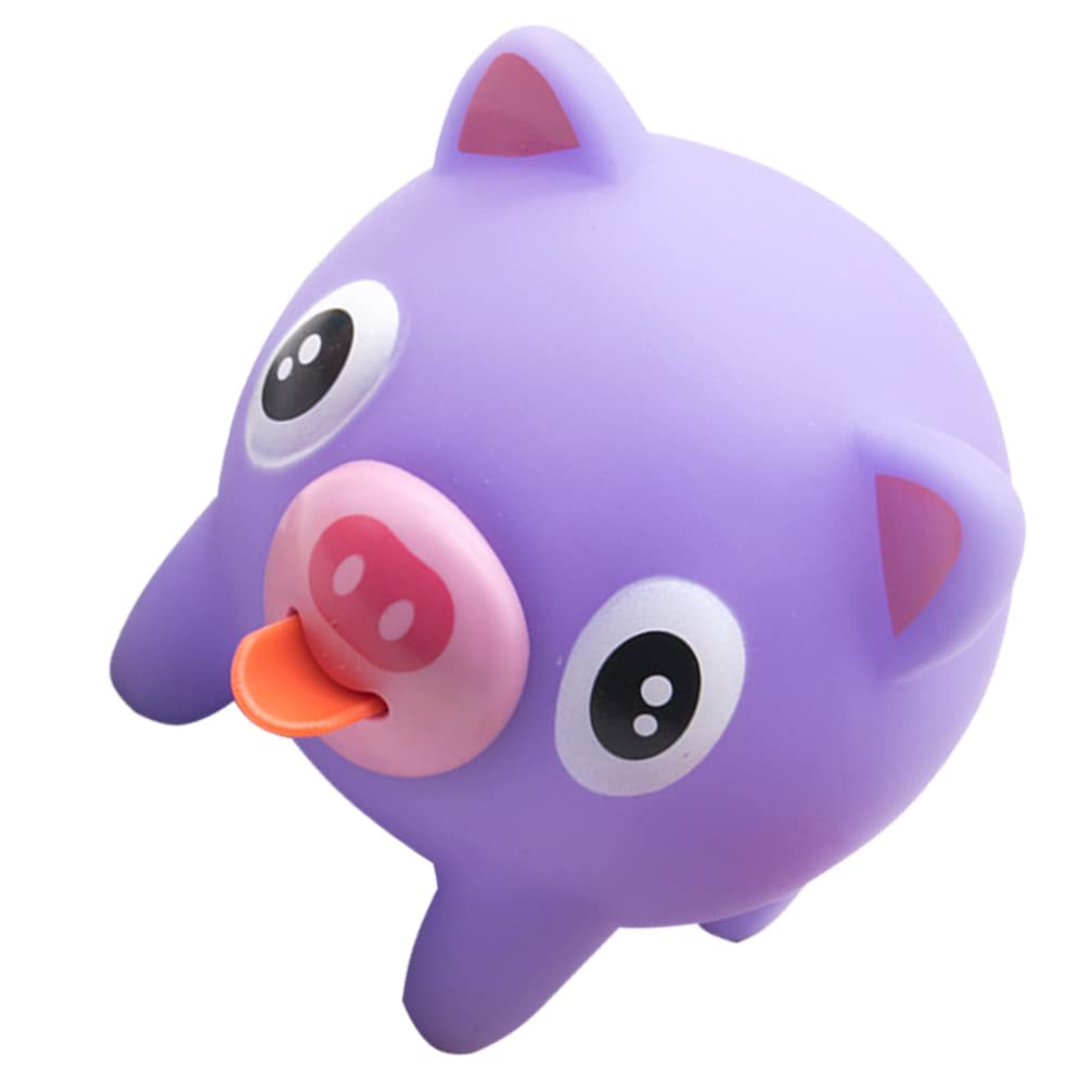Zerodeko Squeaky Stress Ball for Kids - Cartoon Animal Squeeze Toy for Anxiety Relief & Sensory Play, Fun Party Favors for Birthdays, Christmas & Easter (Purple Pig) - Perfect for Classrooms, Travel & Office Stress Relief