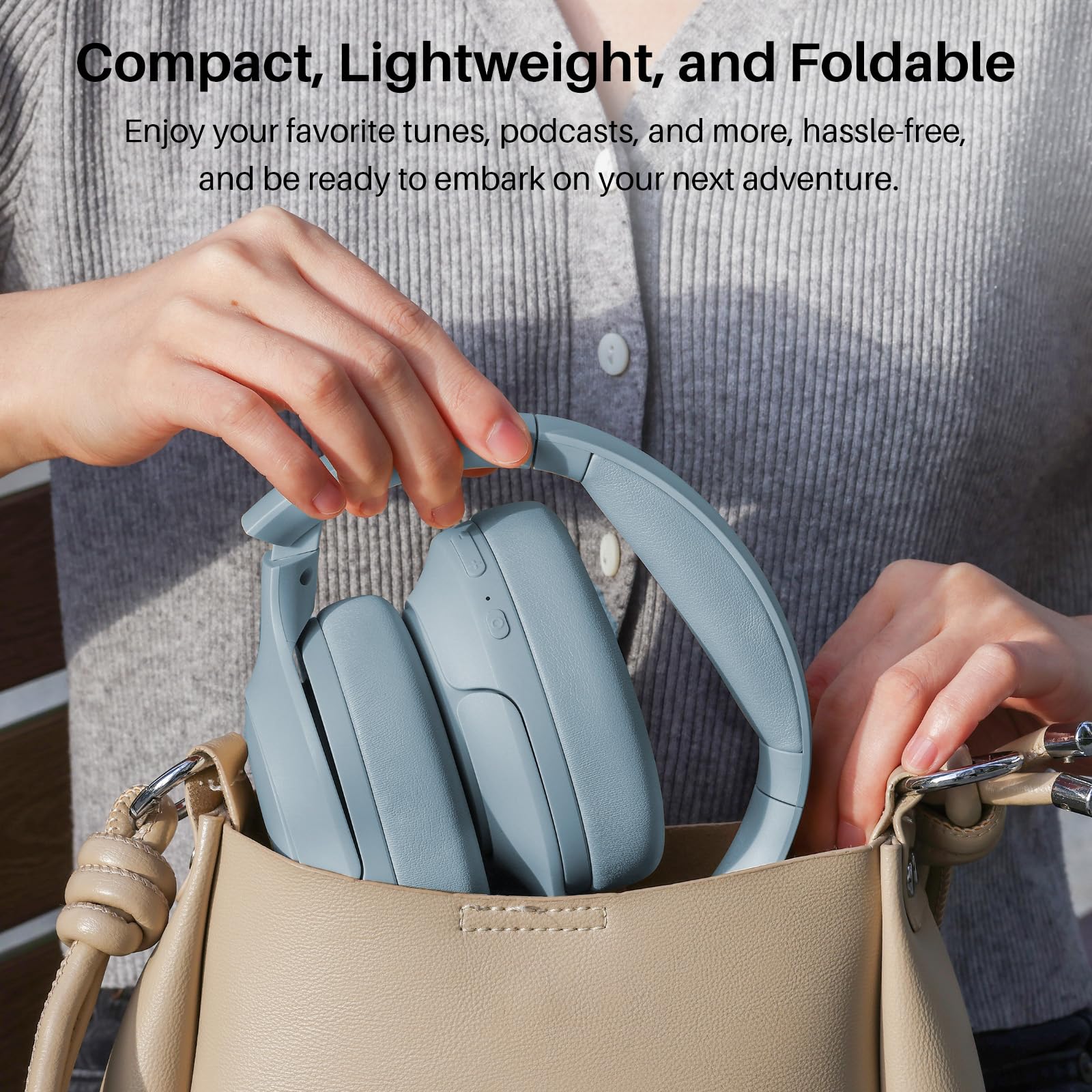 TOZO HT2 Hybrid Active Noise Cancelling Wireless Headphones - 60H Playtime, Hi-Res Audio, Deep Bass, Foldable & Lightweight Over-Ear Bluetooth Headphones for Workout, Travel & Office Use