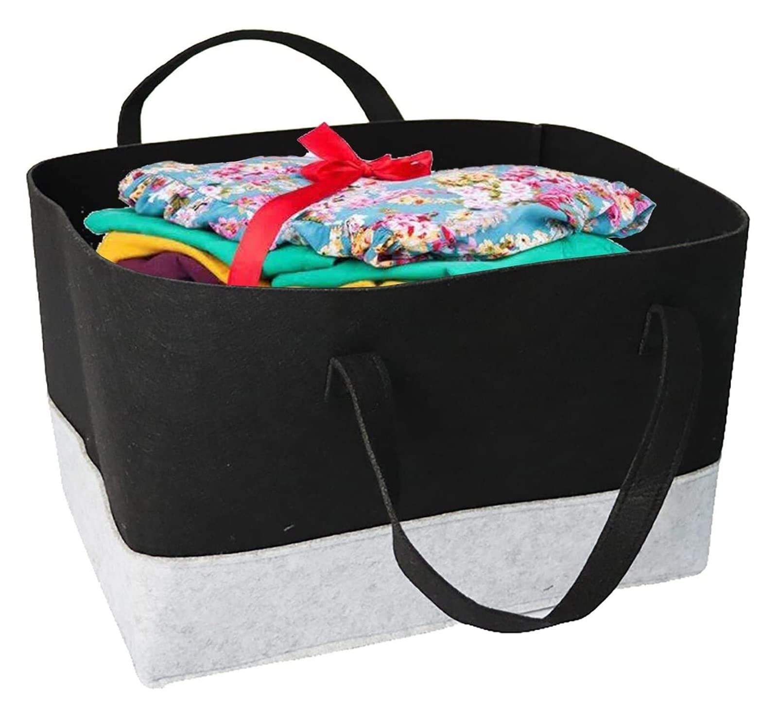 HAOKTSB Large Felt Storage Basket for Clothes, Toys & Home Organization - Portable Laundry Hamper, Dirty Clothes Bin & Debris Organizer - Perfect for Bedroom, Nursery, Closet & Playroom Storage