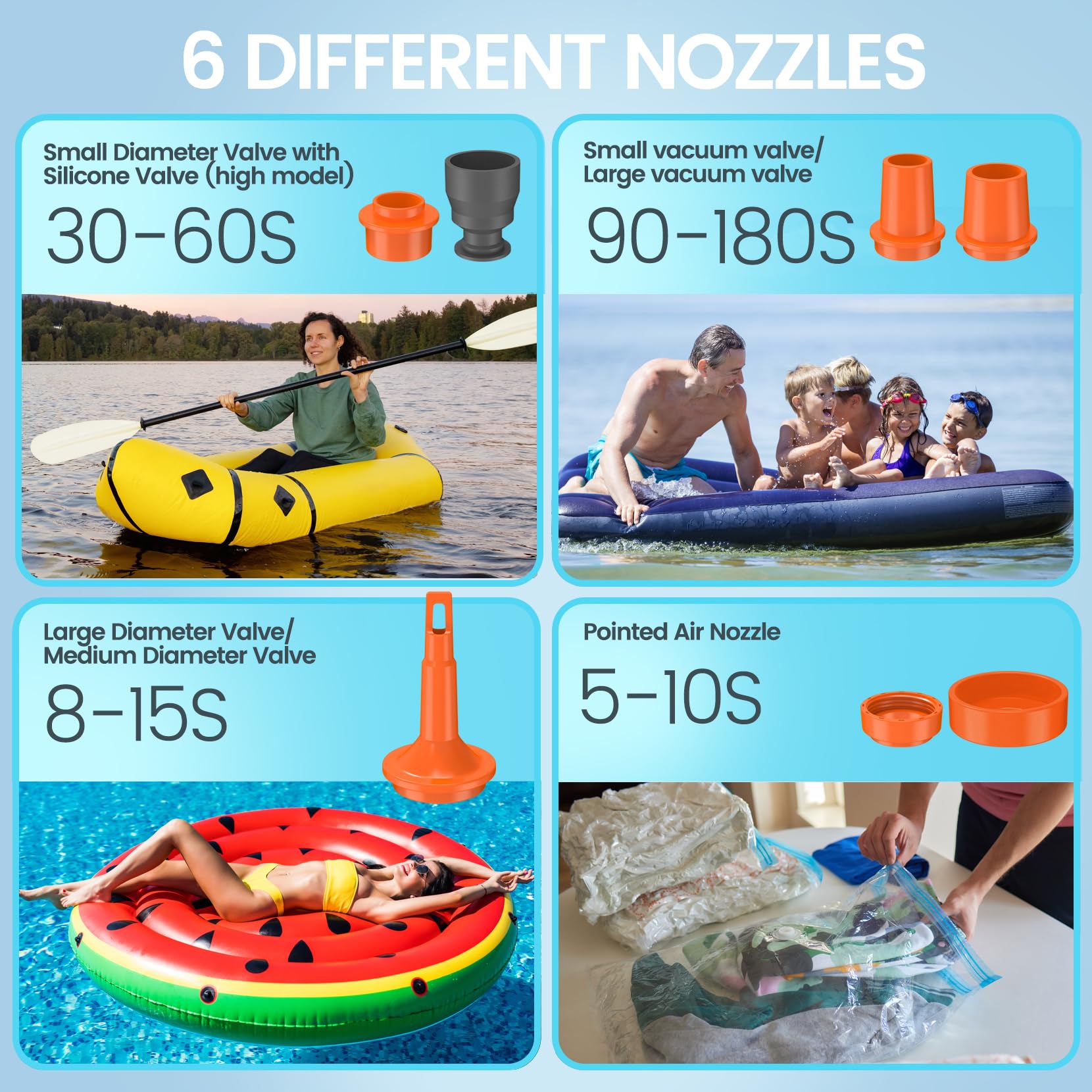 Portable Electric Air Pump for Inflatables - 3600mAh Rechargeable Battery, Fast Inflation/Deflation for Pool Floats, Air Mattress, Swimming Rings, Vacuum Bags - Compact Camping Light Included - Perfect for Travel, Beach, Camping & Home Storage