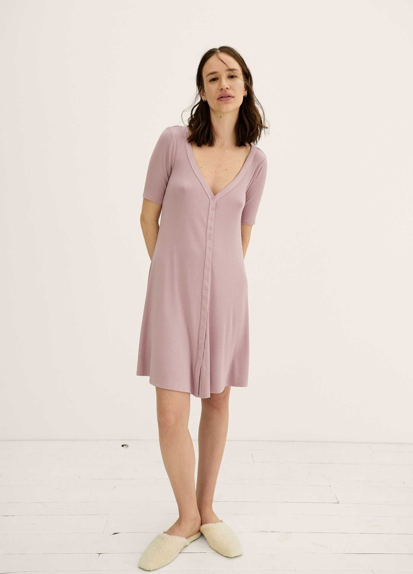Softest Ribbed Nursing Mini Dress for Breastfeeding Moms - Comfortable Maternity Dress for Nursing, Lounging & Everyday Wear