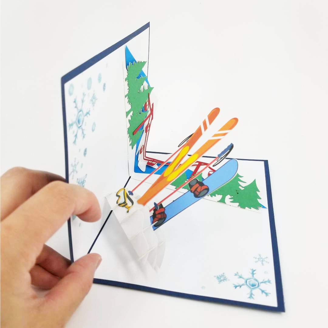 Winter Sports Pop Up Greeting Card for Birthdays, Anniversaries & More - Perfect for Sport Lovers