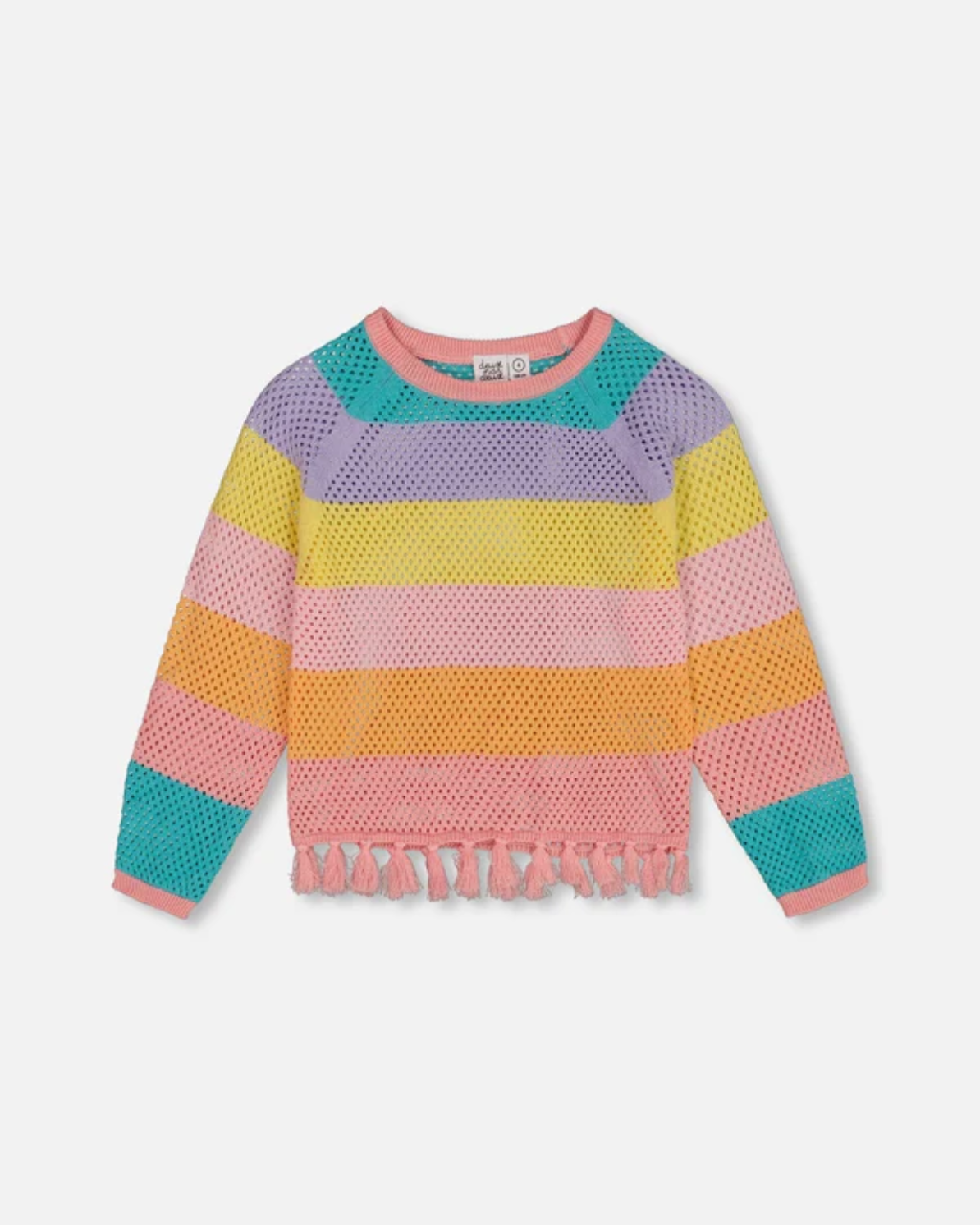Deux Par Deux Striped Knit Sweater with Fringe Trim - Cozy Casual Pullover for Women | Perfect for Fall Layering & Weekend Outfits
