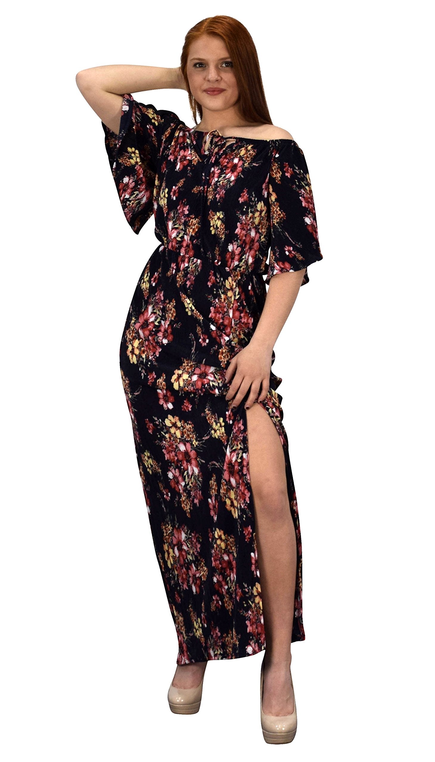 Women's Bohemian Floral Maxi Dress - Vintage Summer Long Dress for Beach, Music Festivals & Casual Outings