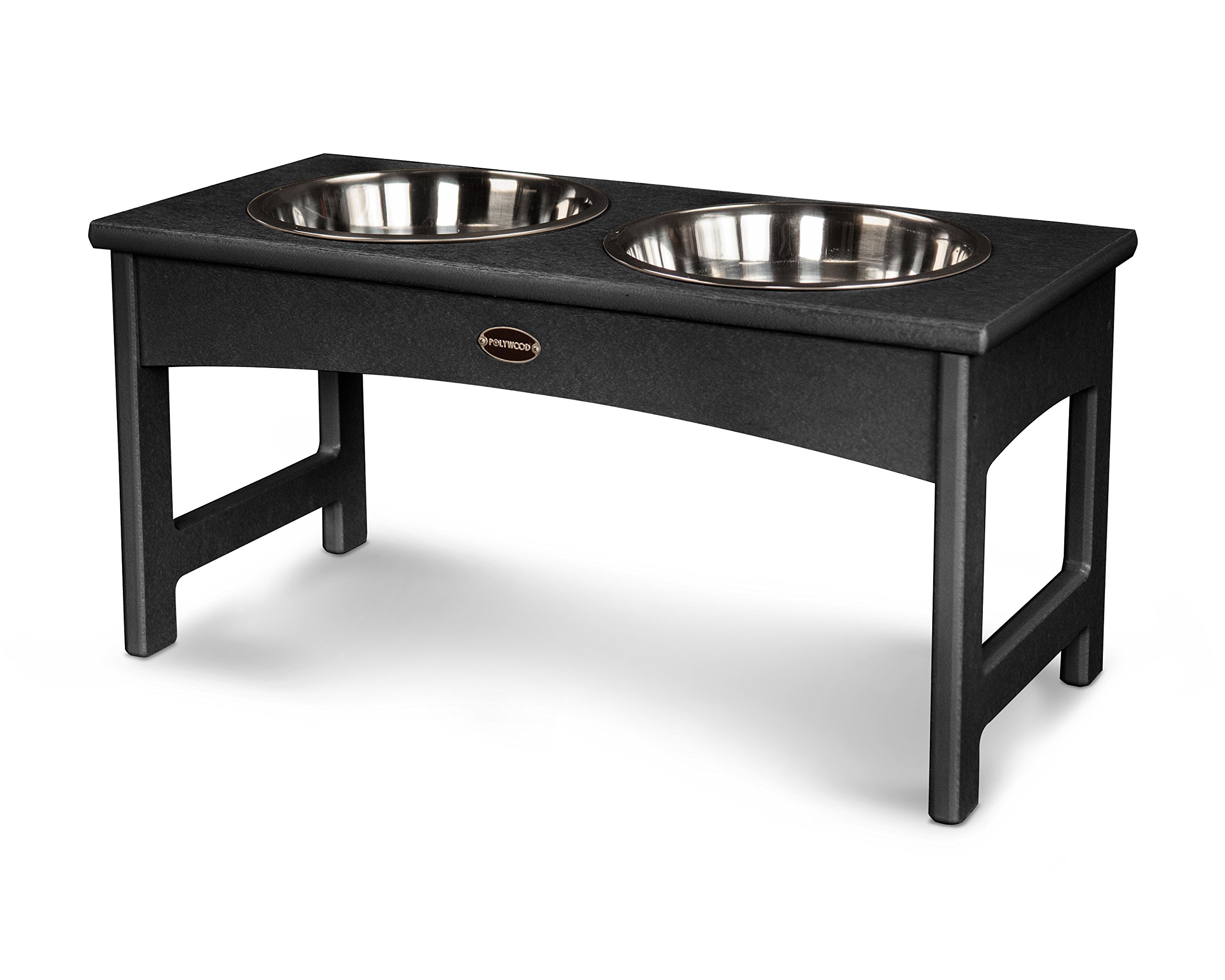 POLYWOOD® Heavy Duty Pet Feeder Bowl - Durable Outdoor Dog Food Dish for Large Breeds - Perfect for Backyard, Patio & Kennel Use - Black