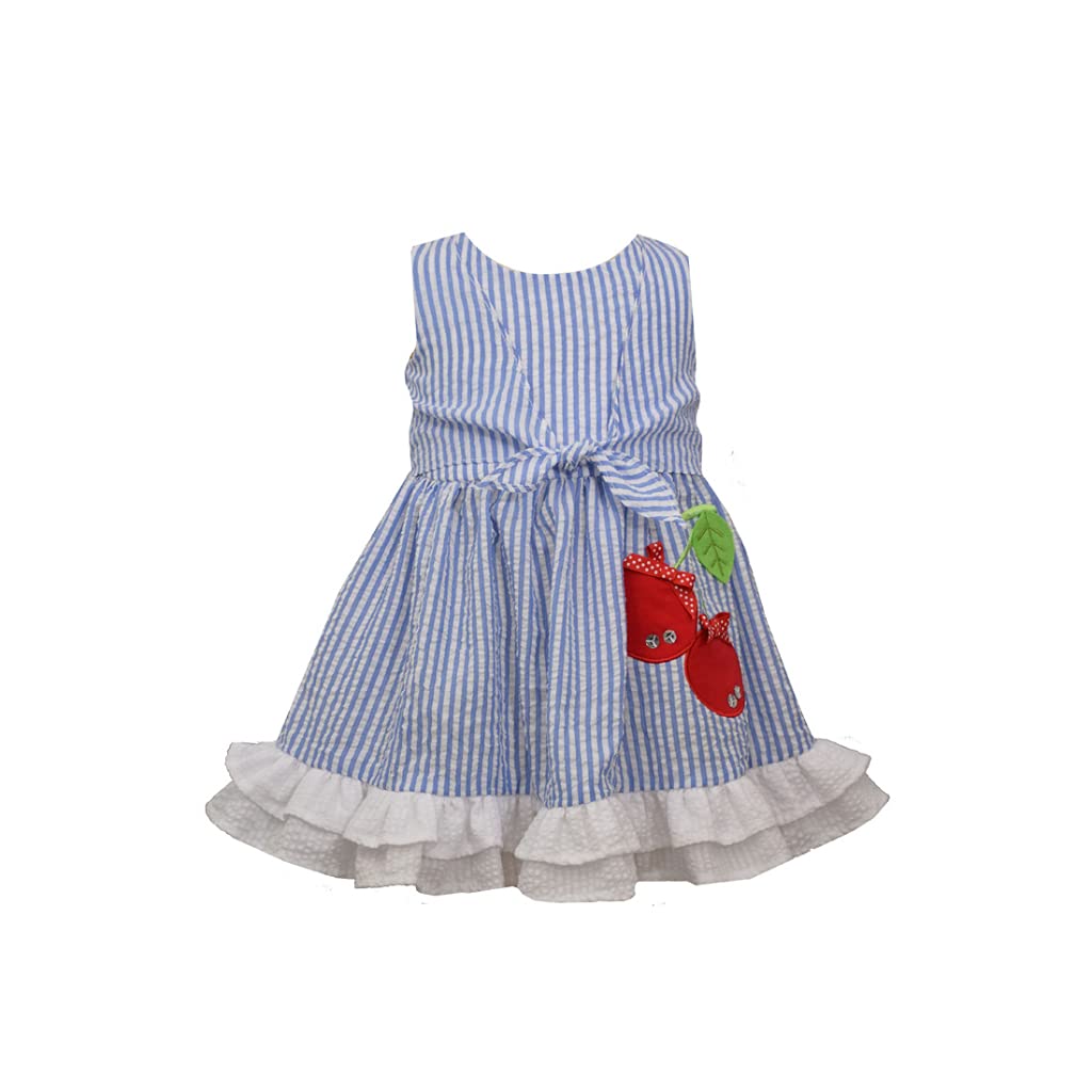 Bonnie Jean Seersucker Cherry Print Dress for Baby & Toddler Girls - Cute Summer Outfit for Parties, Photos & Playdates