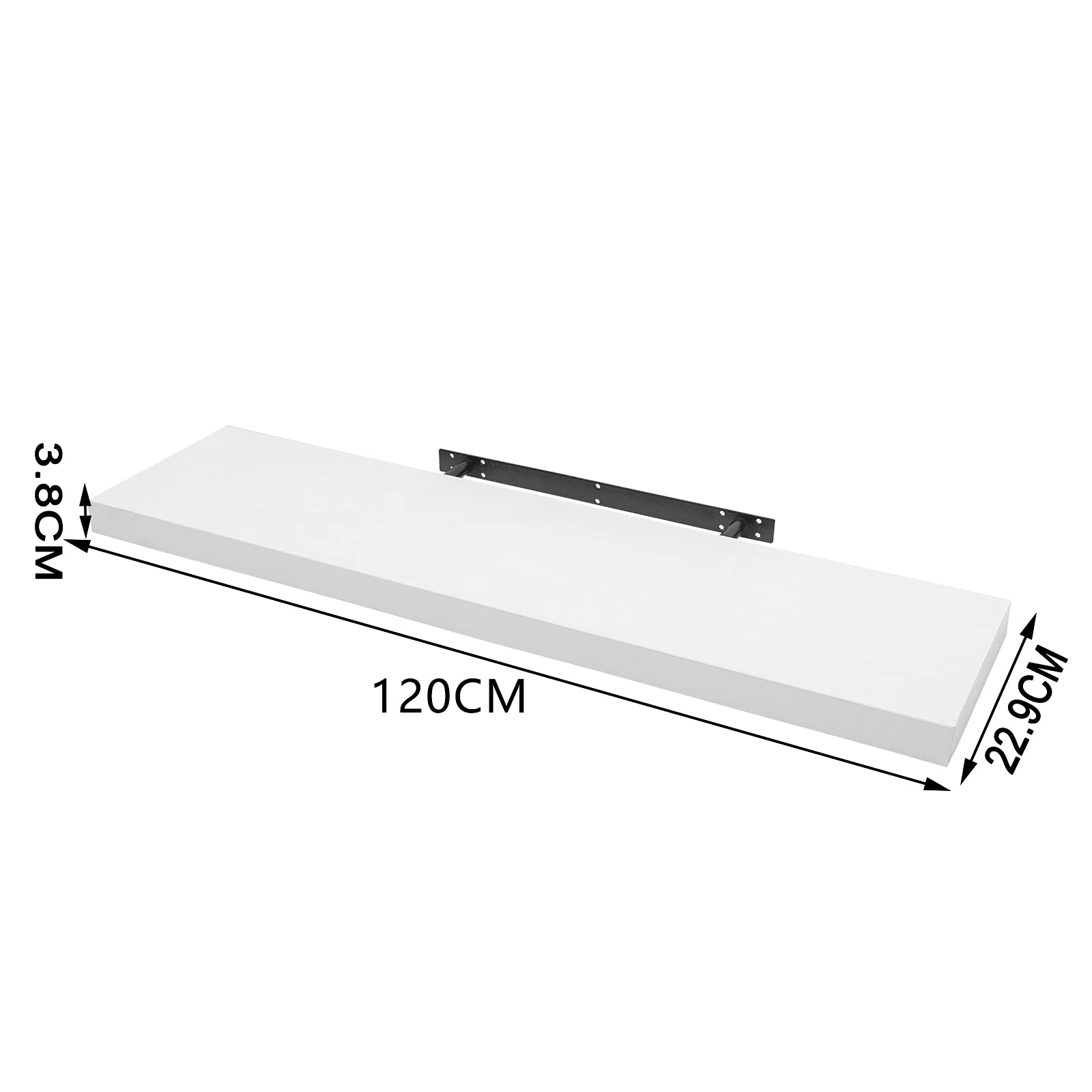 WOLTU 120cm Floating Shelf - White Wooden Wall Mounted Storage & Display Shelf for Living Room, Bathroom, Kitchen | Modern Home Decor & Organizer RG9315ws