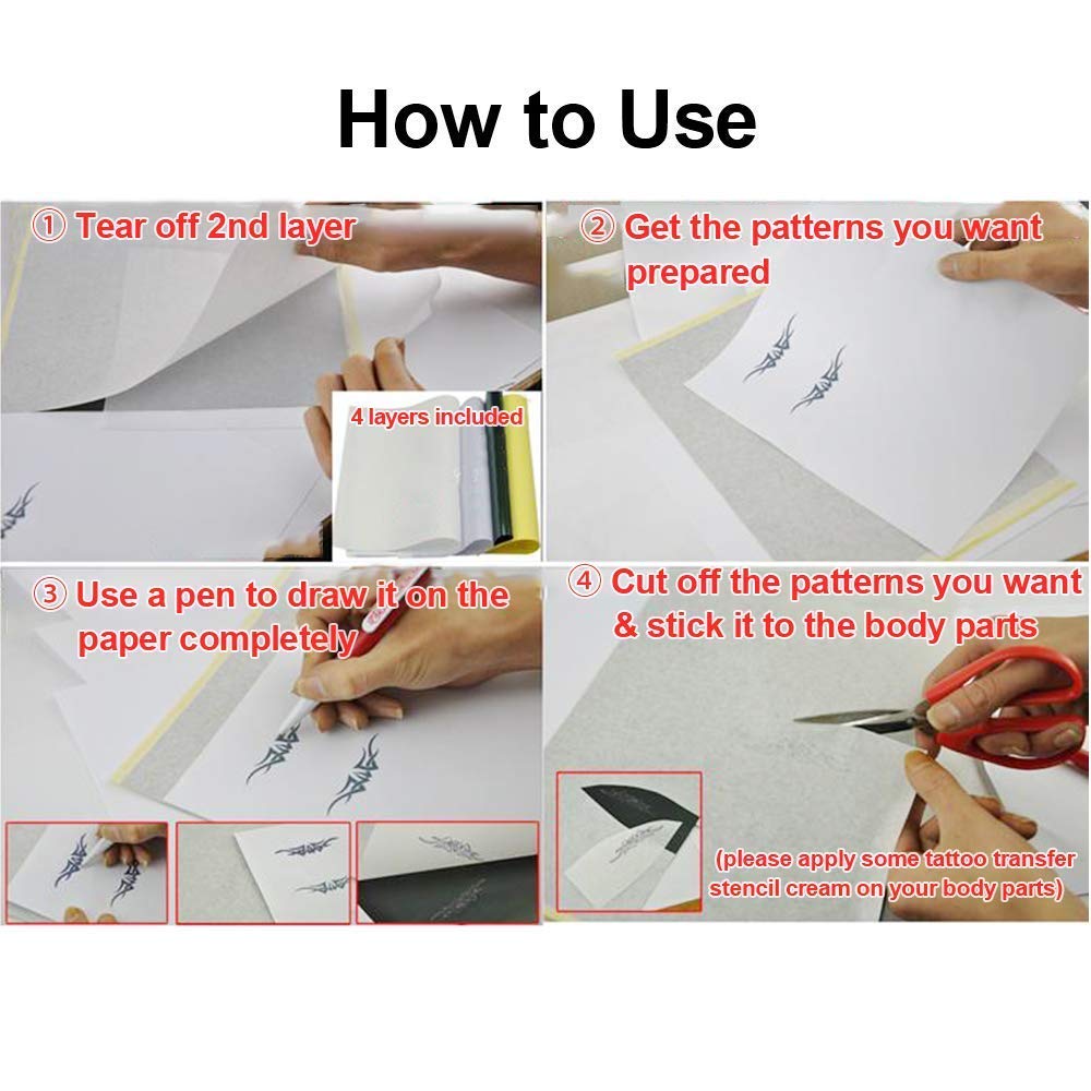 Premium 30PCS Tattoo Transfer Paper Set - 4 Layer Thermal Stencil Paper for Tattoo Artists & Printers (8.3×11.7 Inch) | Ideal for Tattoo Design Transfer, Stencil Creation & Professional Tattoo Studio Use