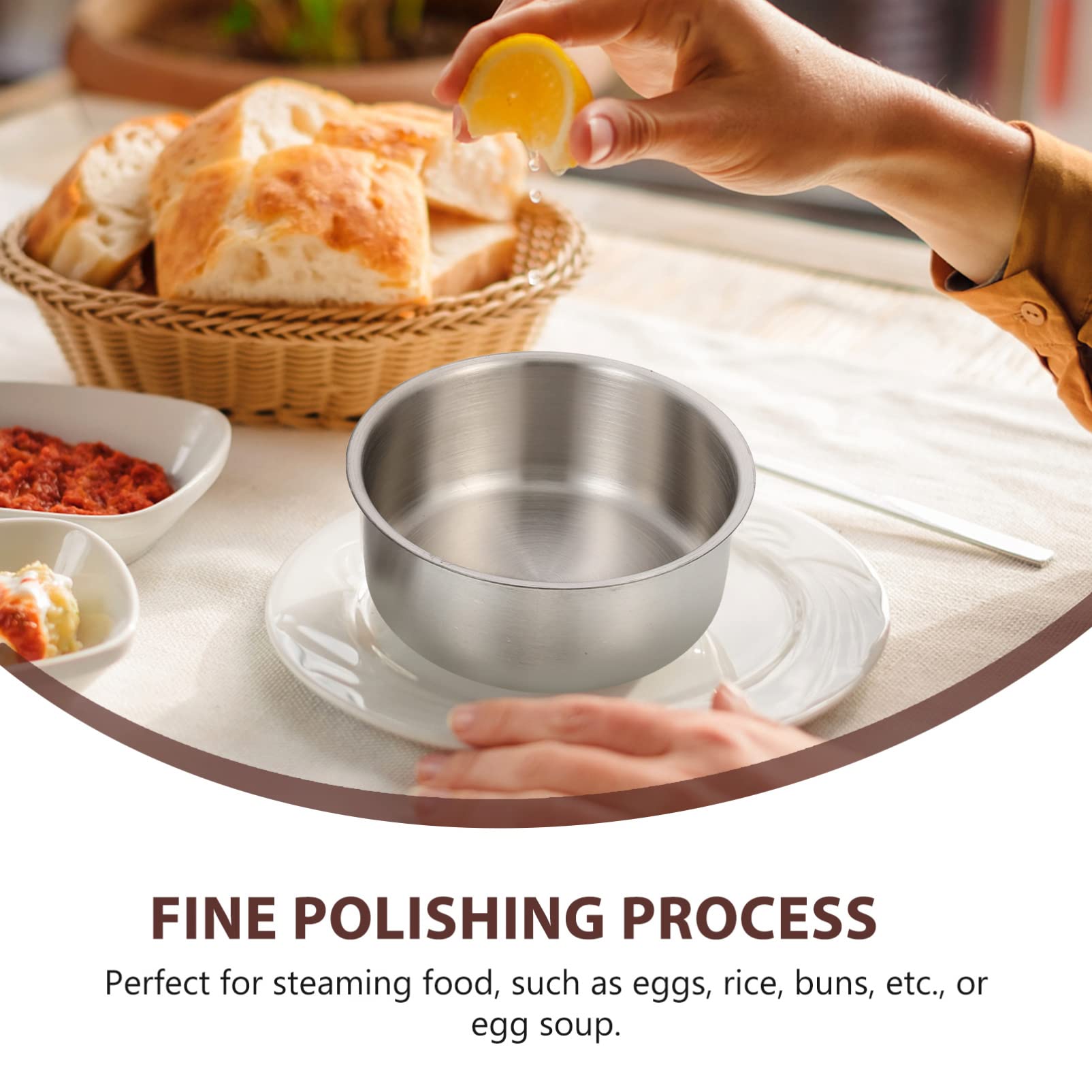 YARNOW Stainless Steel Steamed Egg Bowl with Lid - 4.7 x 2.2 Inch, 17.6 Oz Metal Mixing Bowl for Cooking, Baking & Food Prep - Perfect for Steaming Eggs, Soup, Desserts & Meal Prep