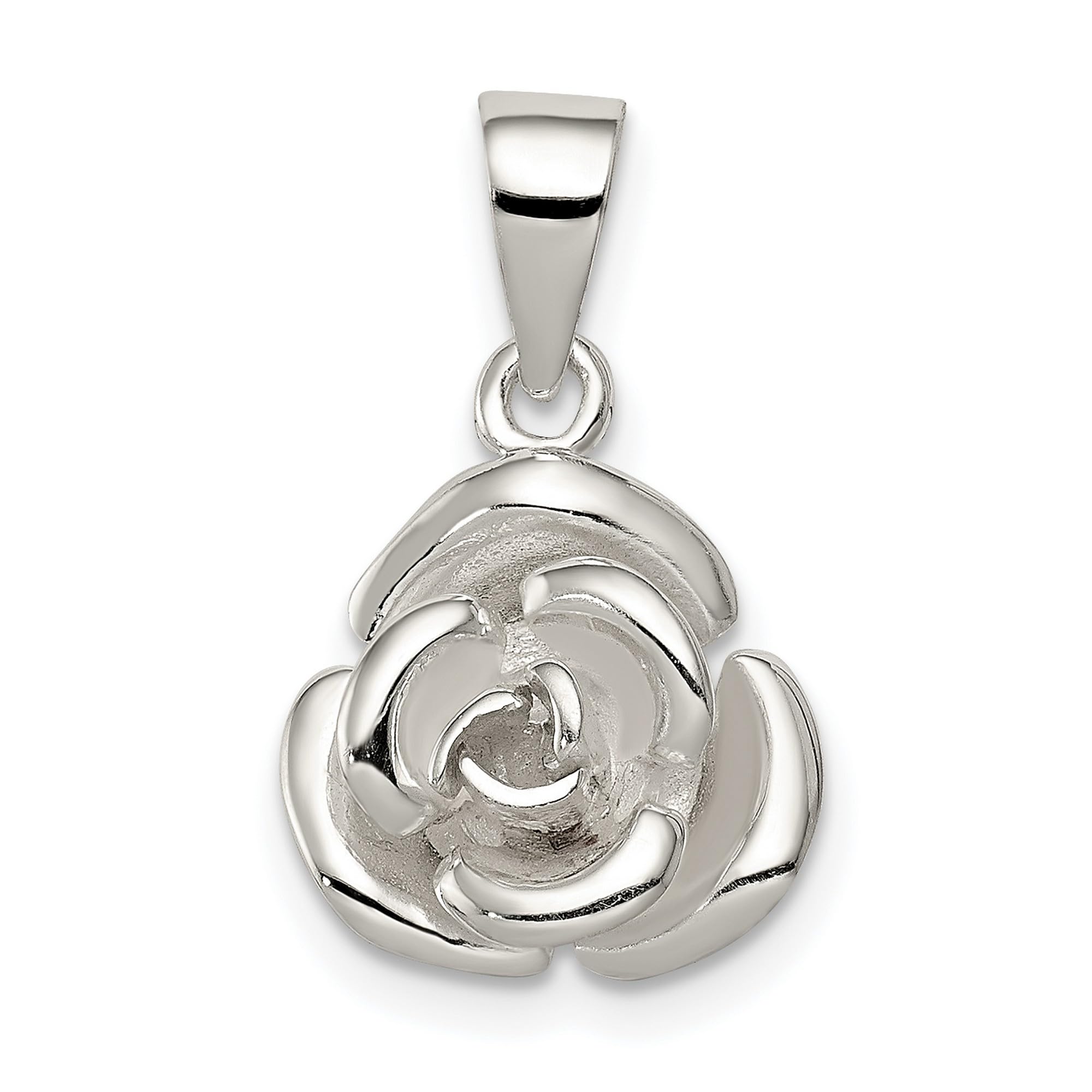 13mm x 12mm Sterling Silver Rose Pendant Necklace - Elegant Jewelry Gift for Women, Perfect for Valentine's Day, Anniversary & Special Occasions