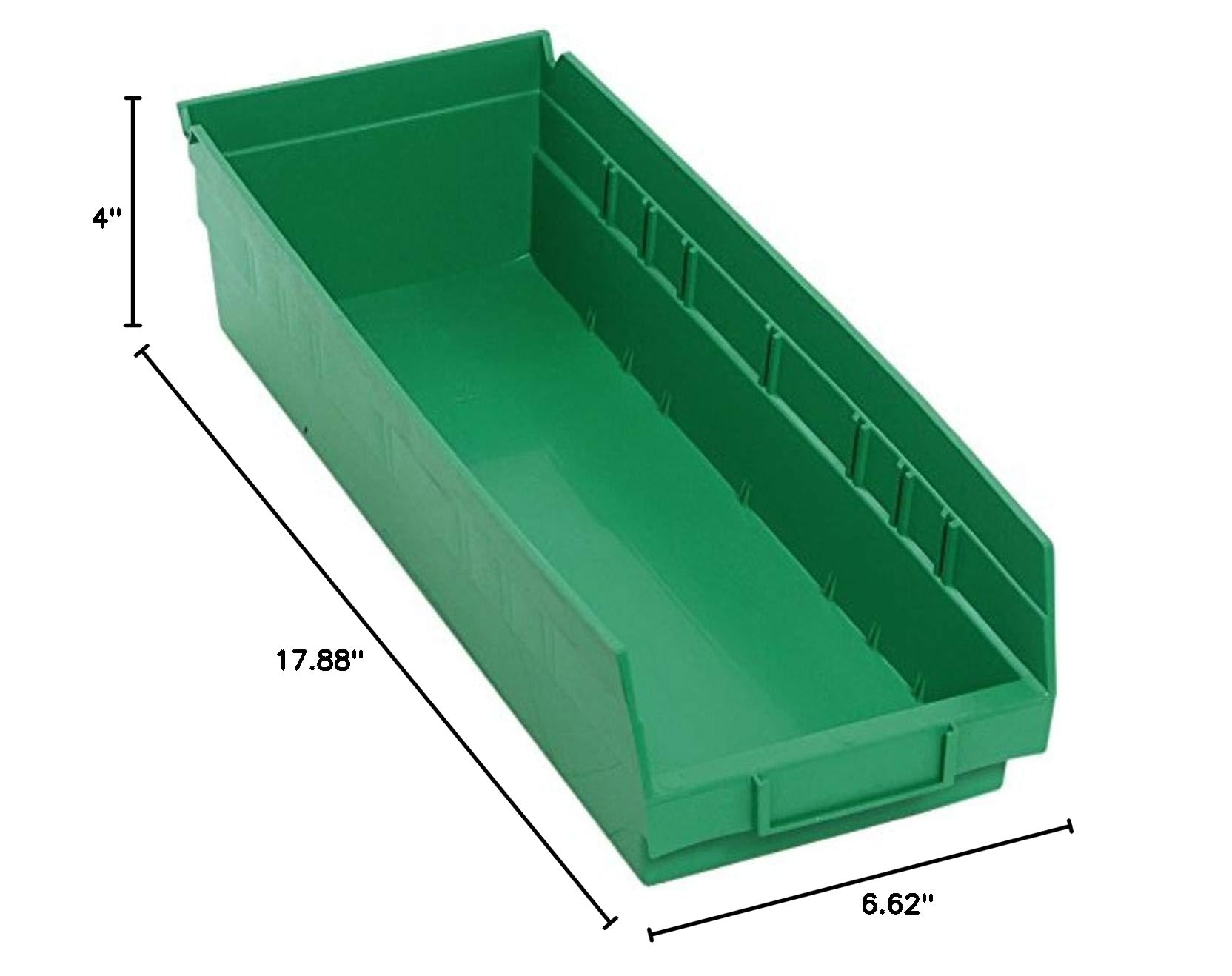 Quantum Storage QSB104GN 20-Pack 4-Inch Hanging Plastic Shelf Bins - 17.875
