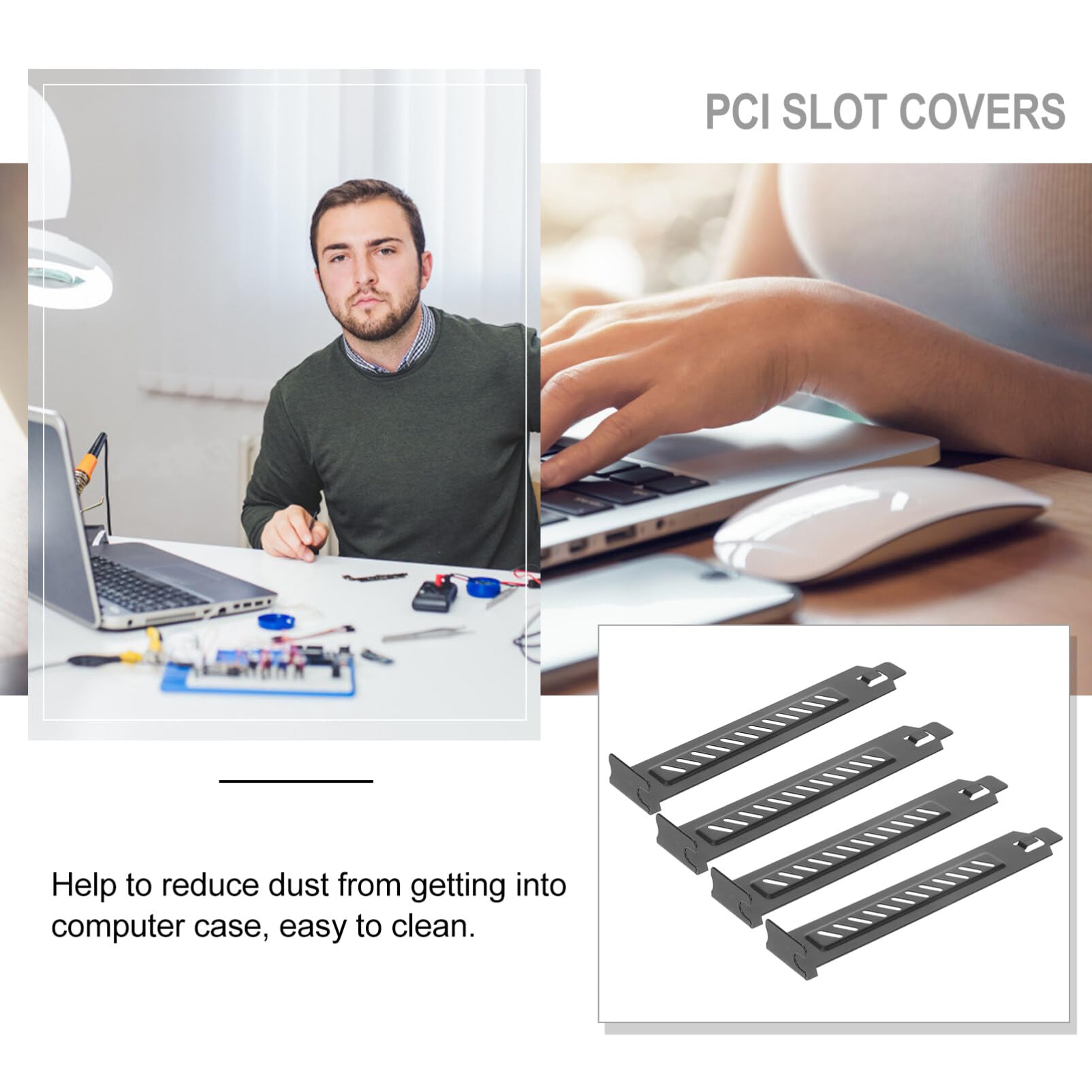 UKCOCO 20pcs Stainless Steel PCI Slot Covers - Blanking Plates for Computer Case, GPU Bezel, RGB Case Modding, Chassis Bits & Deflector | Perfect for PC Builds, Gaming Rigs & Custom Computer Modifications