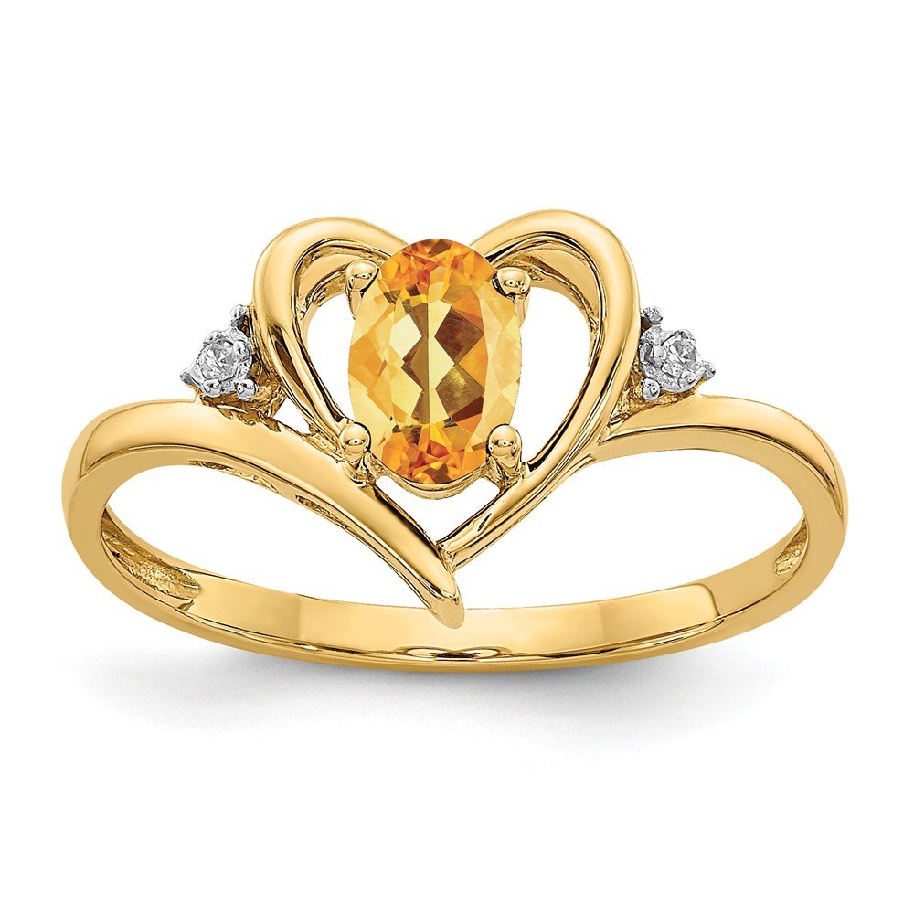 14K Yellow Gold Diamond & Citrine November Birthstone Engagement Ring - 0.01cttw - Perfect for Proposals, Anniversaries & Special Occasions