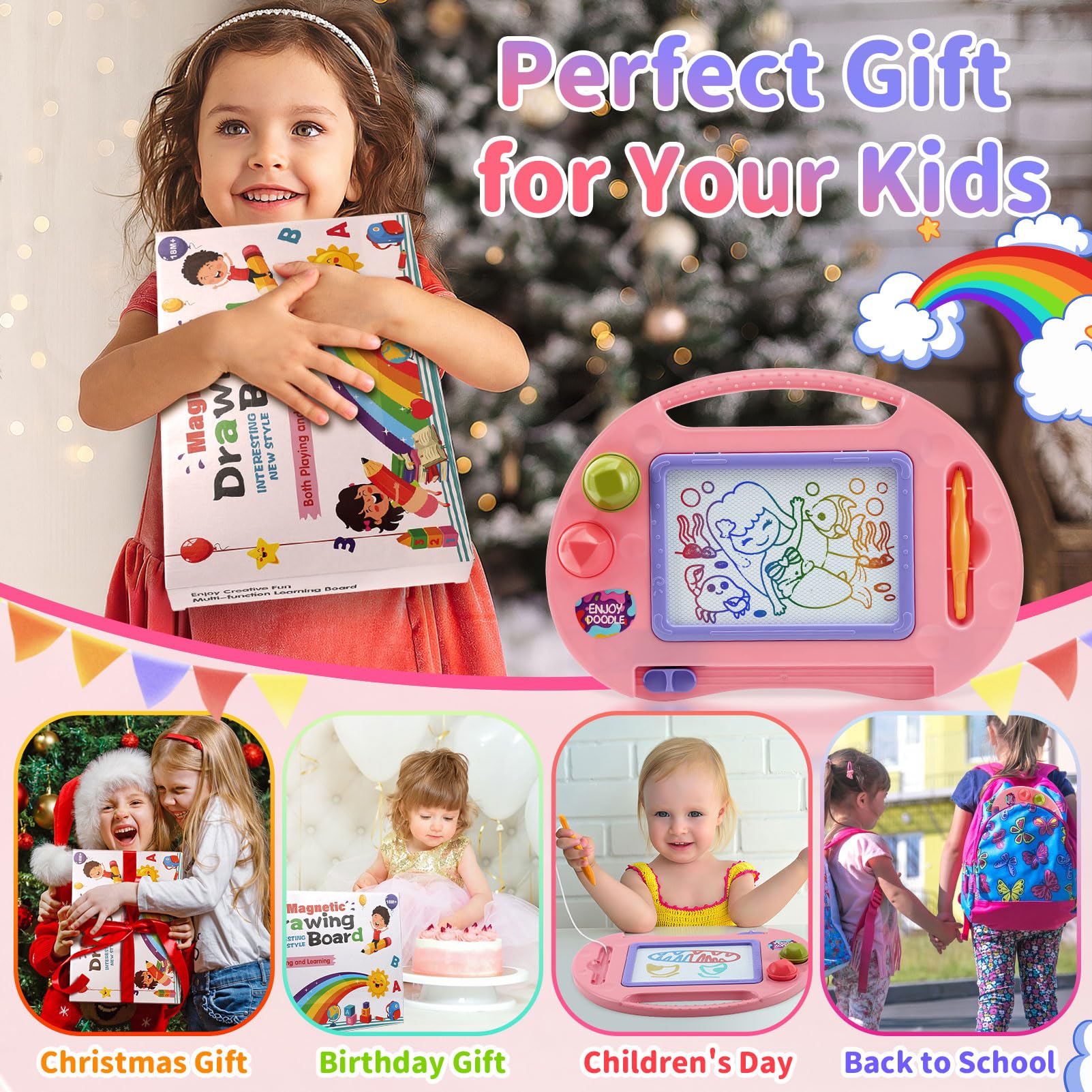 **Magnetic Drawing Doodle Board for Toddlers - Educational Learning Toys for 1, 2, 3 Year Old Boys & Girls | Perfect Birthday & Easter Gift | Creative Arts & Crafts for Kids | Ideal for Home, Travel & Preschool Play**