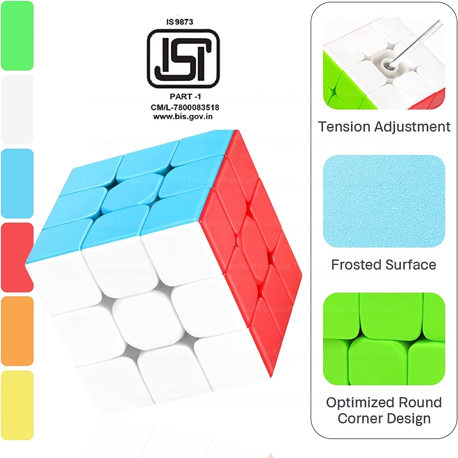 FunBlast 3x3 Speed Cube - Smooth Stickerless Magic Cube for Kids & Adults | High-Speed Puzzle Game for Competitions & Brain Training | Perfect STEM Toy Gift for Birthday & Christmas