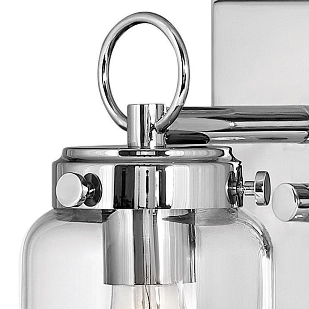 Hinkley Penley Collection One Light Bathroom Vanity Fixture with Clear/Etched Glass in Polished Nickel - Elegant Lighting for Modern Bathrooms & Powder Rooms