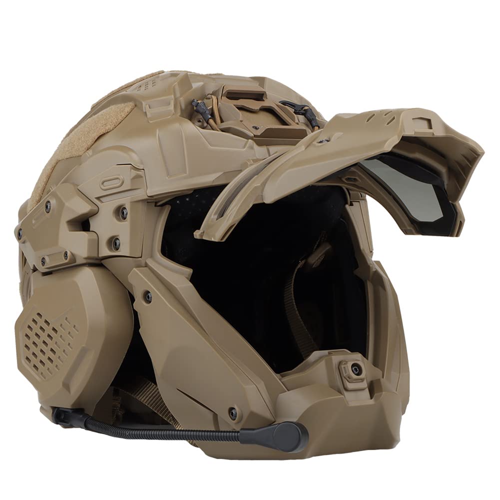 Multicam Tactical Airsoft Helmet Set - Full Face Mask, Paintball Goggles, HD Headset & Anti-Fog Fan for Airsoft, Paintball, CS & Hunting | Military Simulation & Outdoor Sports Gear