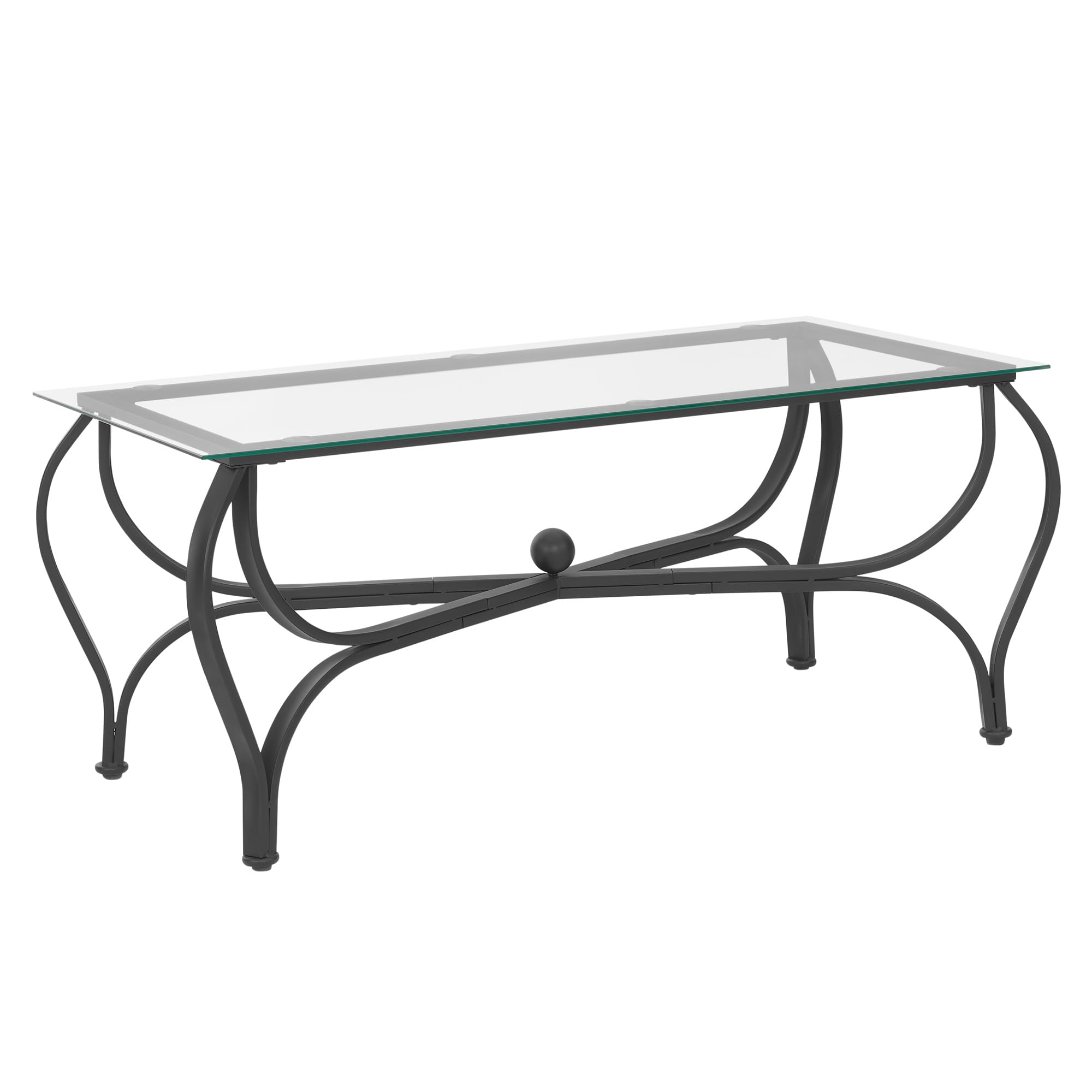 3-Piece Tempered Glass Coffee Table Set - Industrial Farmhouse Rectangle Coffee Table with 2 Square End Tables, Modern Metal Frame Living Room Furniture for Apartment & Home Office | Perfect for Small Spaces, Entertaining Guests & Cozy Home Decor
