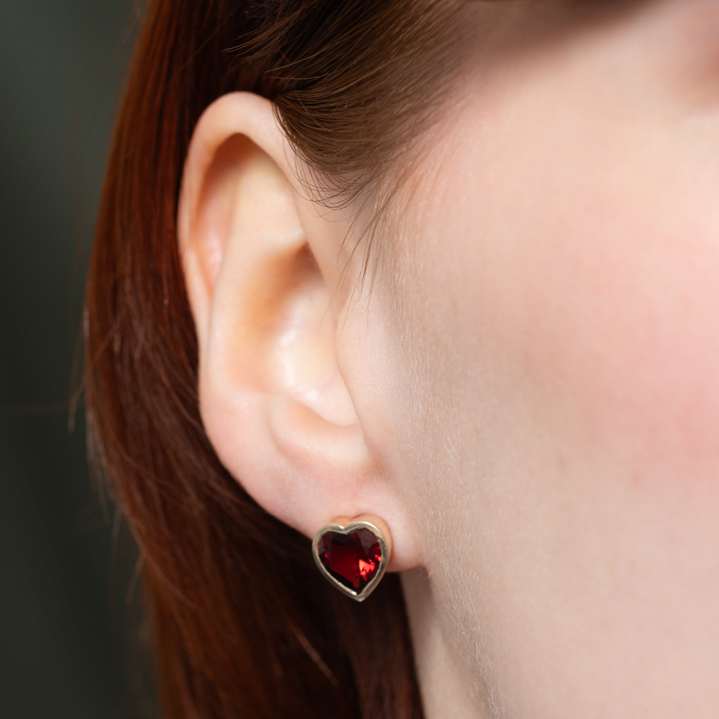 4.00ctw Bezel Set Heart Cut Garnet Stud Earrings - Elegant Valentine's Gift for Her, Anniversary Jewelry, Bridesmaid Present, Everyday Luxury Accessory