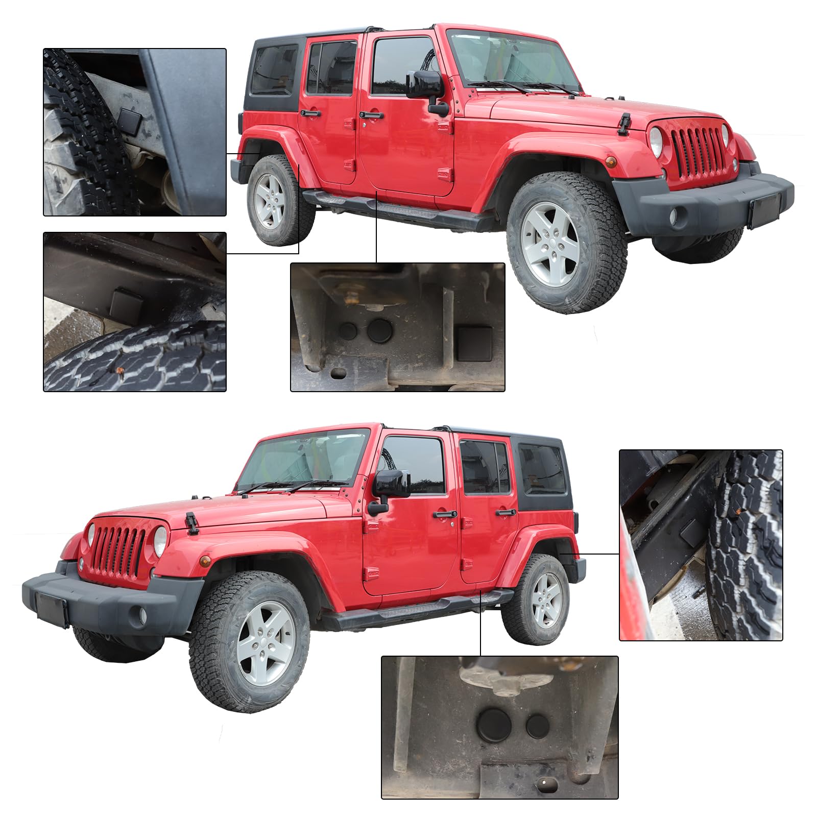 2007-2018 Jeep Wrangler JK JKU Plastic Frame Hole Plugs - 18Pcs Dustproof Waterproof Exterior Accessories for Off-Road Protection & DIY Modifications
