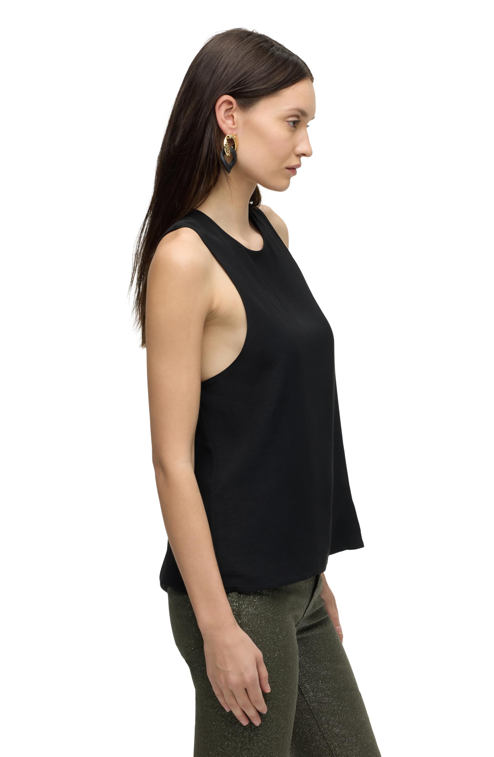 HUDSON Women's High Neck Twist Back Woven Tank Top - Breathable Summer Blouse for Casual Outings, Beach Cover-Up & Layering Staple