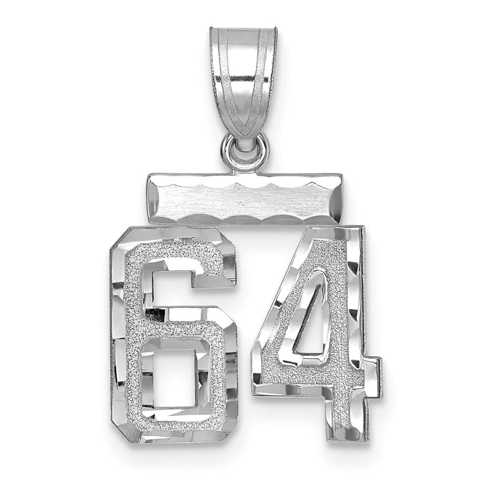 The Black Bow 14k White Gold Varsity Collection Small D/C Pendant Number 64 - Perfect for Graduation Gifts & Special Occasions