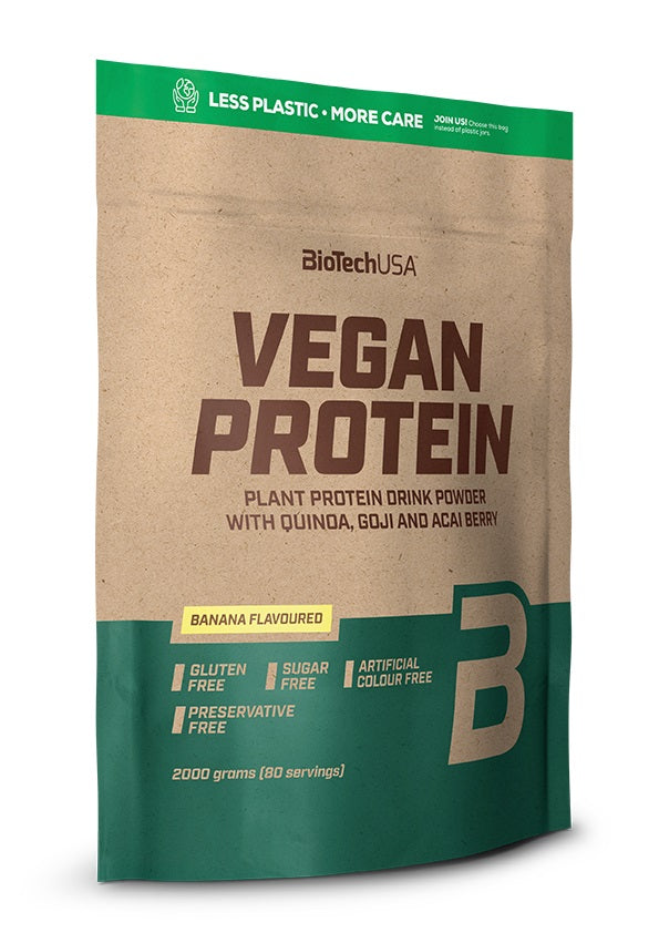 BioTechUSA Vegan Protein Powder - Banana Flavor, 2000g for Muscle Recovery & Post-Workout Nutrition | Plant-Based Protein Supplement for Smoothies & Baking