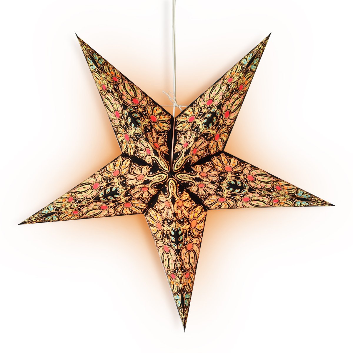 24 Pack Black & Gold Marine Paper Star Lanterns - Hanging Wedding Party Decorations for Indoor/Outdoor Events, Birthday Celebrations & Home Decor