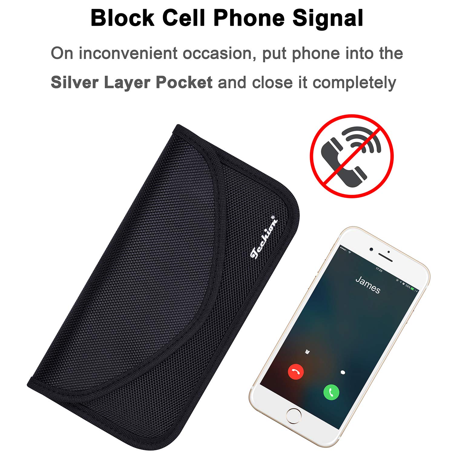 Techion 2 Pack RFID Faraday Bag - Signal Blocking Pouch for Cell Phone & Car Key FOB | Anti-Hacking Privacy Protection | Perfect for Travel, Business & Security Conscious Users - Black