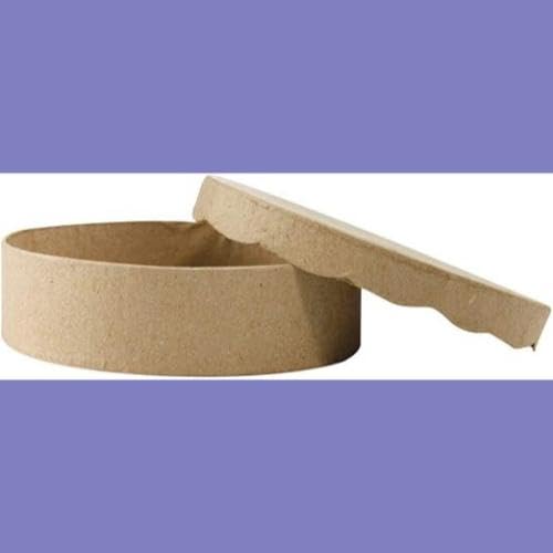 Handmade Round Papier Mache Box for DIY Craft Decor - 11 x 11 x 3cm - Perfect for Scrapbooking, Gift Wrapping & Home Decoration with PaperPatch Glue, Glitter & Paints