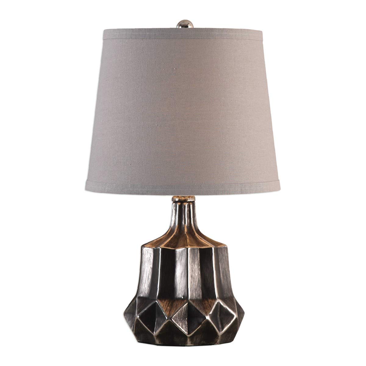 18” Felice Dark Charcoal Accent Table Lamp with Tapered Round Hardback Shade - Modern Home Decor Lighting for Living Room, Bedroom & Office