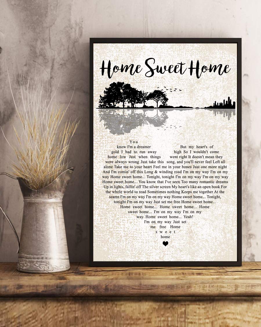 Home Sweet Home Song Lyrics Poster Print - 24x36 Inch Mattata Decor Wall Art, Gift for Home, Office, Dorm & Living Room Decor