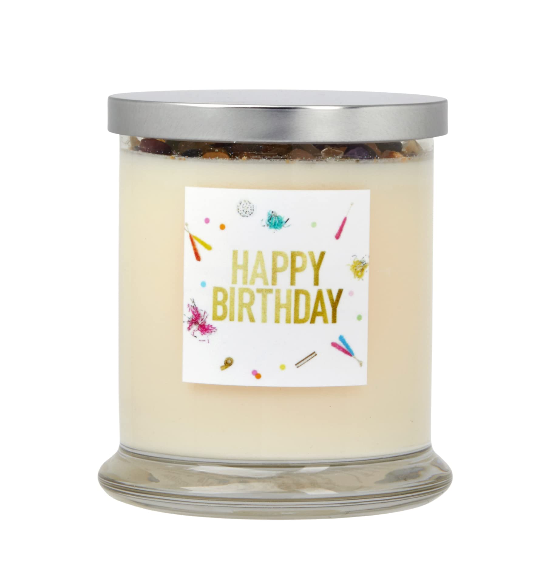 New Moon Birthday Candle - Crystal Herb Soy Candle for Wishes & Manifestation - 12oz Glass Jar