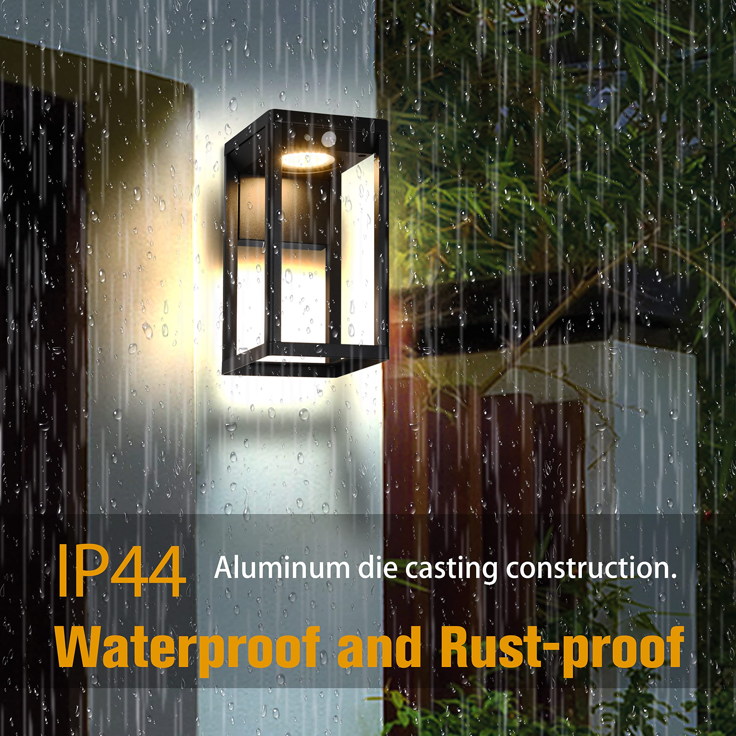 Solar Wall Lights Outdoor with Motion Sensor - Aluminum Waterproof Solar Porch Light for Garage, Front Door & Pathways - 3 Lighting Modes & 10H Battery Life - Perfect for Home Security, Garden Lighting & Nighttime Safety