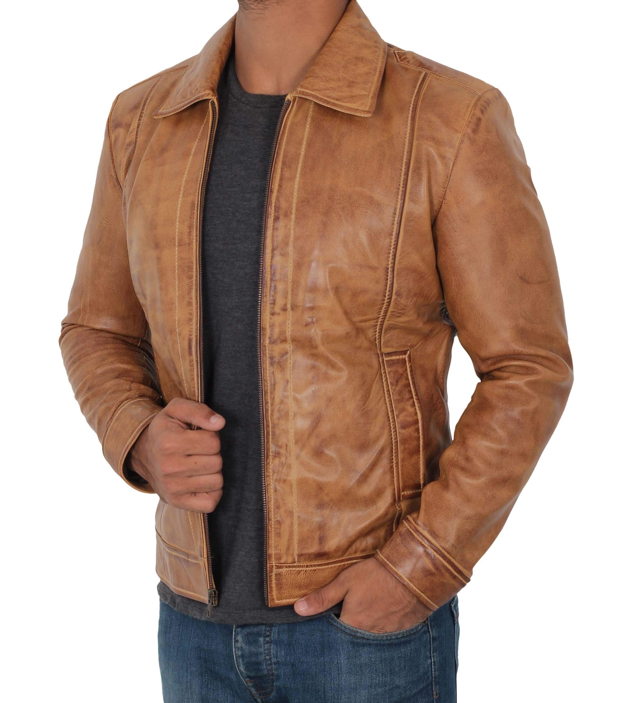 Premium Lambskin Leather Jacket for Men - Classic Biker Style Motorcycle Jacket | Genuine Leather Outerwear for Casual Wear, Night Out & Riding